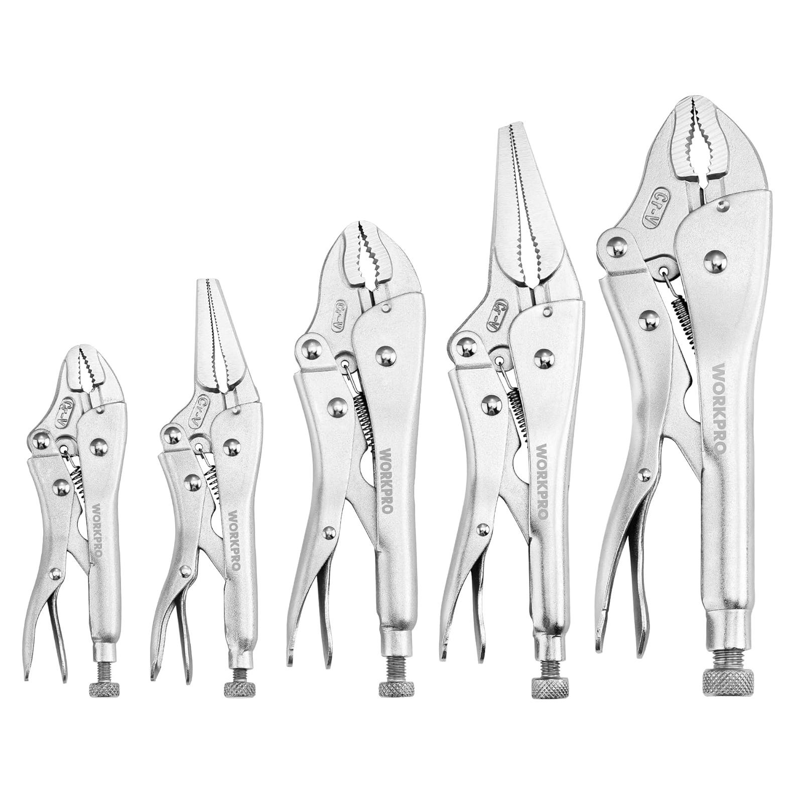 Juego de 5 Pinzas de Bloqueo WORKPRO - Acero Cromo-Vanadio