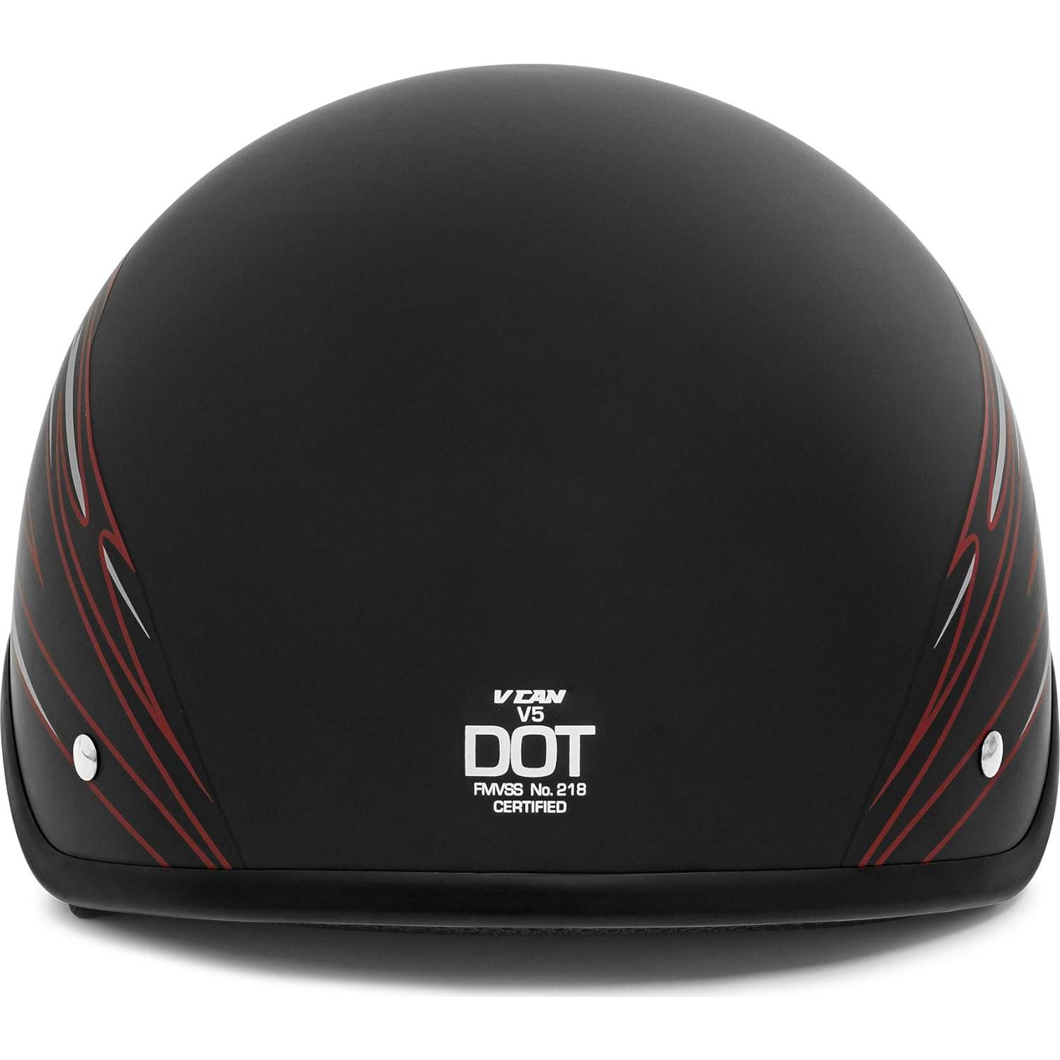 Casco VCAN V5 Cruiser Half Face Negro Rojo XL