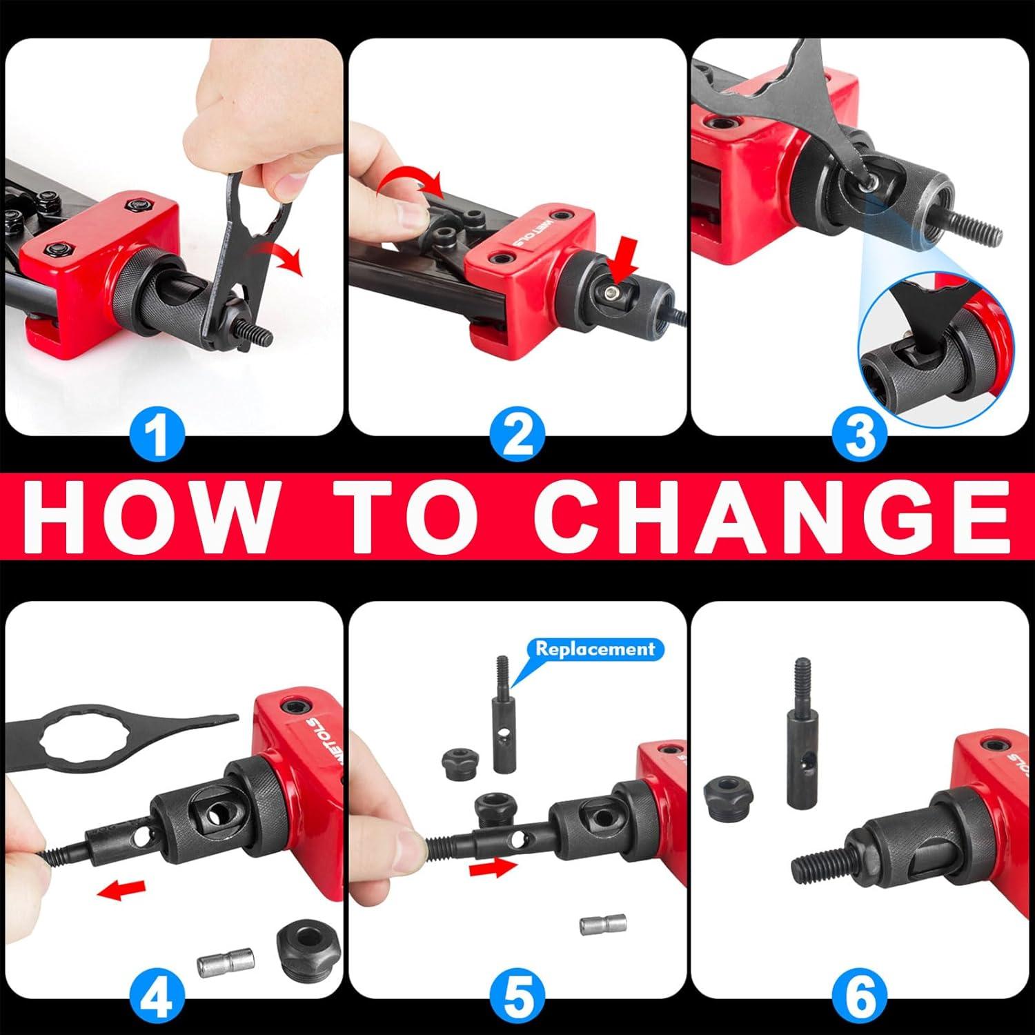 Kit de Herramientas para Tuercas Remachadas WETOLS 14" 70 Piezas