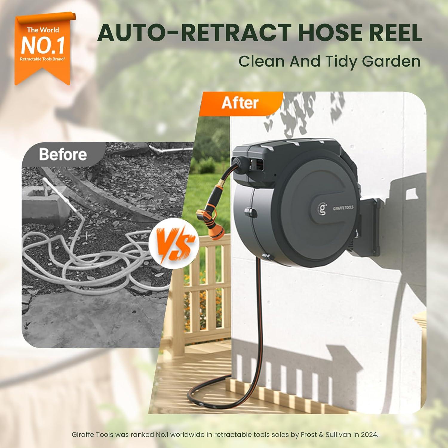 Carrete de Manguera Giraffe Tools 1/2" 23.77 m Retráctil