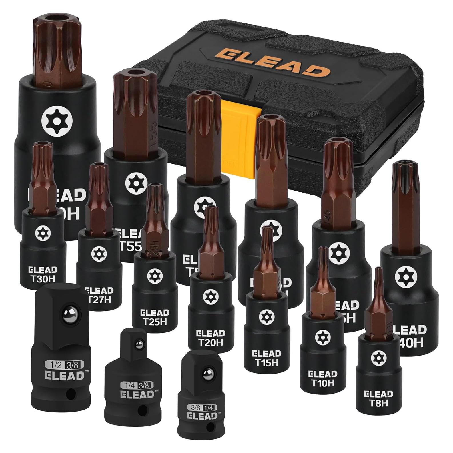 Juego de 16 Piezas Enchufe Torx ELEAD T8-T60 Acero S2