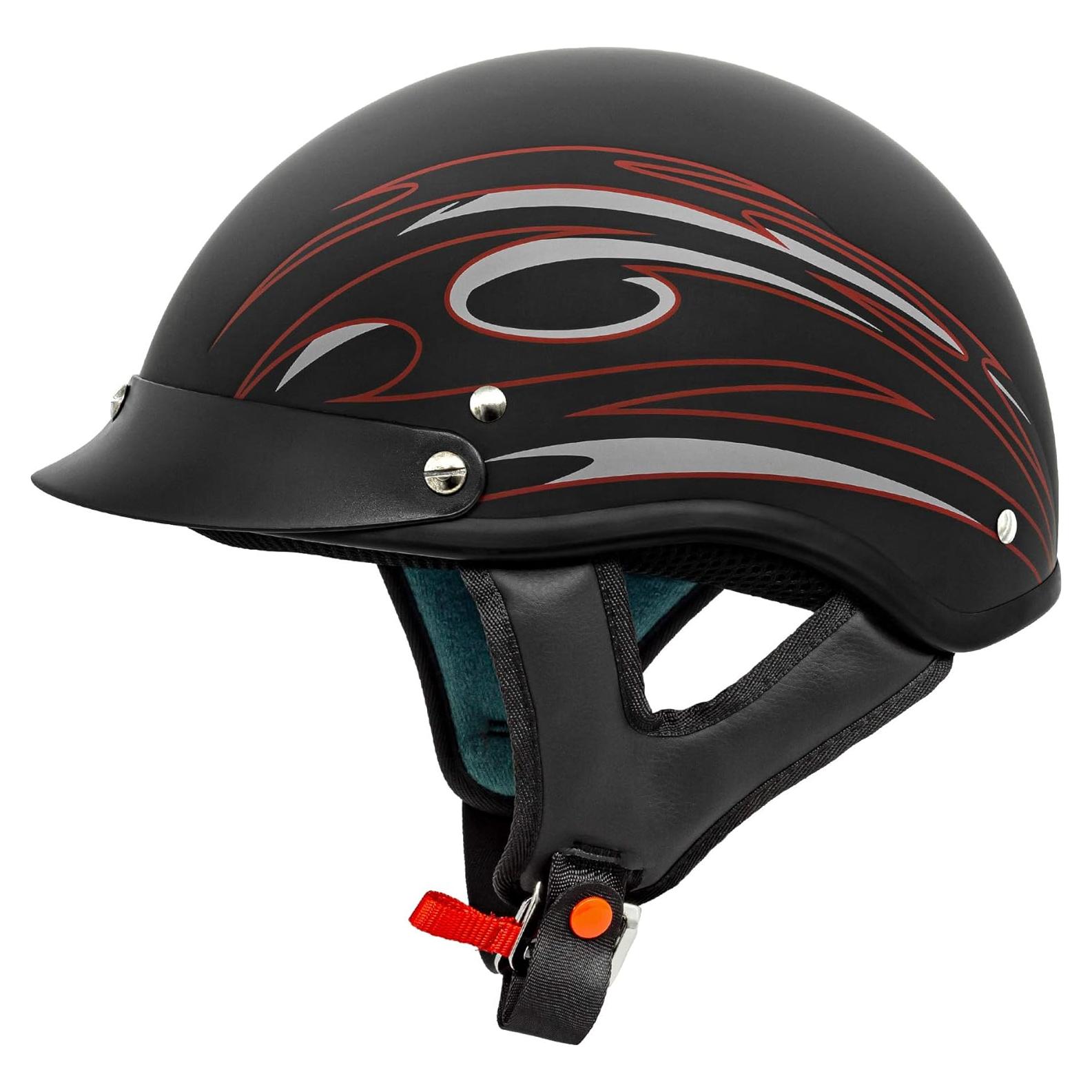 Casco de Motocicleta VCAN V5 Negro Plano con Rojo