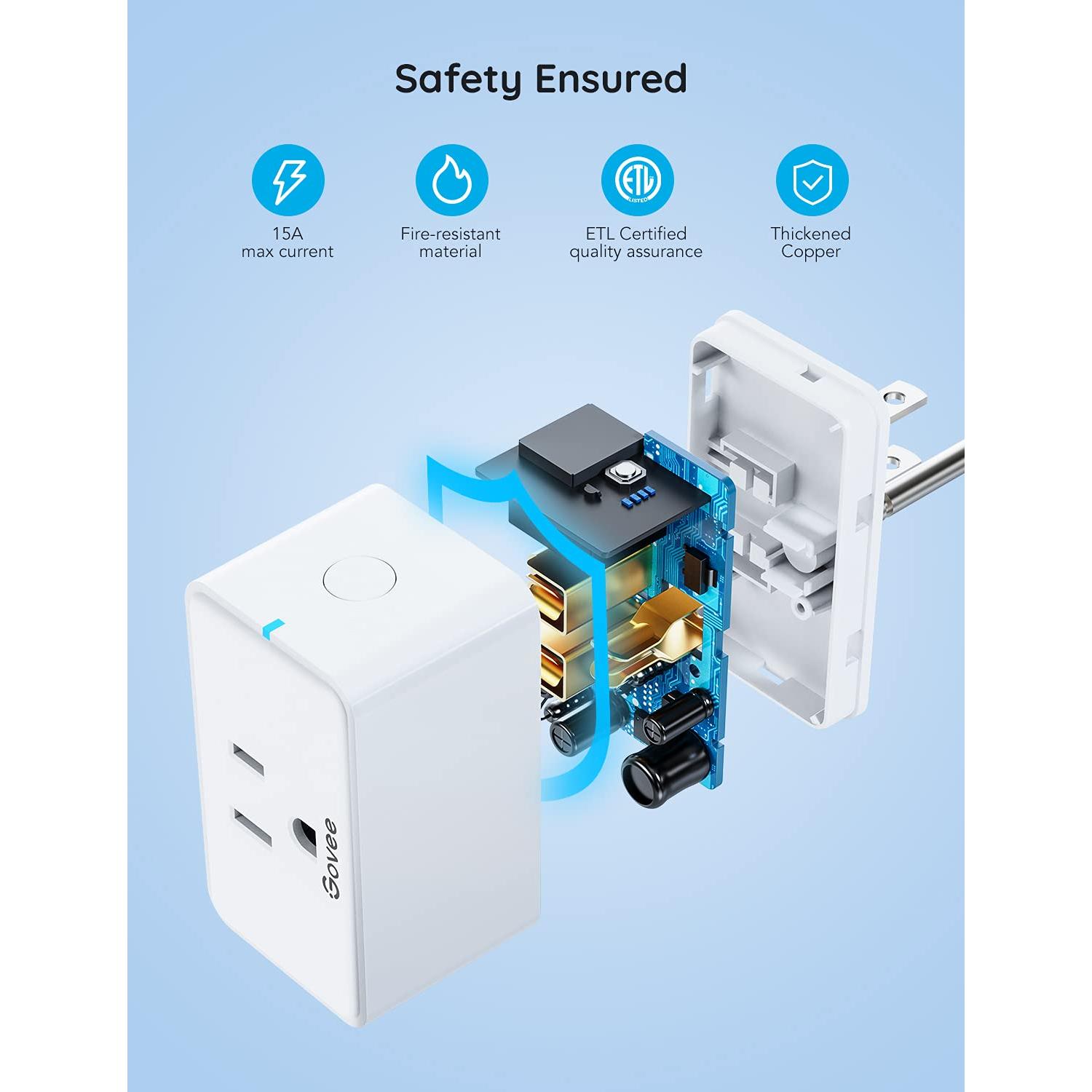 Enchufe Inteligente Govee H5080 15A WiFi Bluetooth Paquete de 4