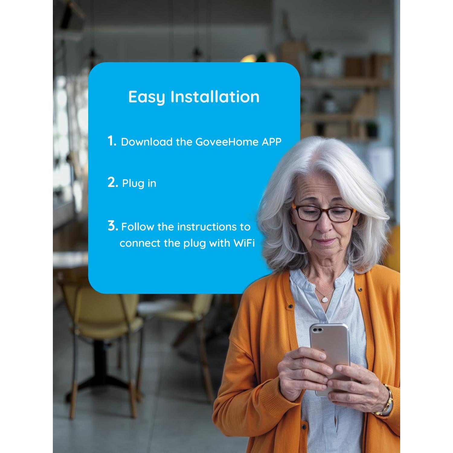 Enchufe Inteligente Govee H5080 15A WiFi Bluetooth Paquete de 4