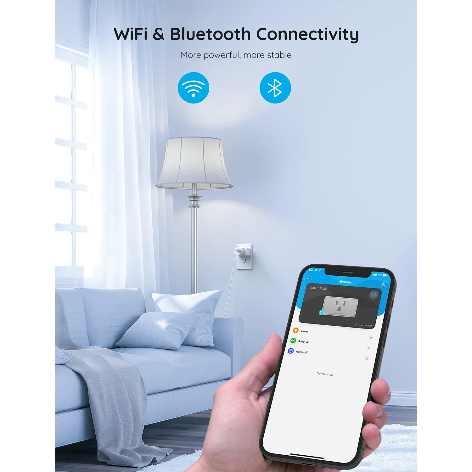 Enchufe Inteligente Govee H5080 15A WiFi Bluetooth Paquete de 4