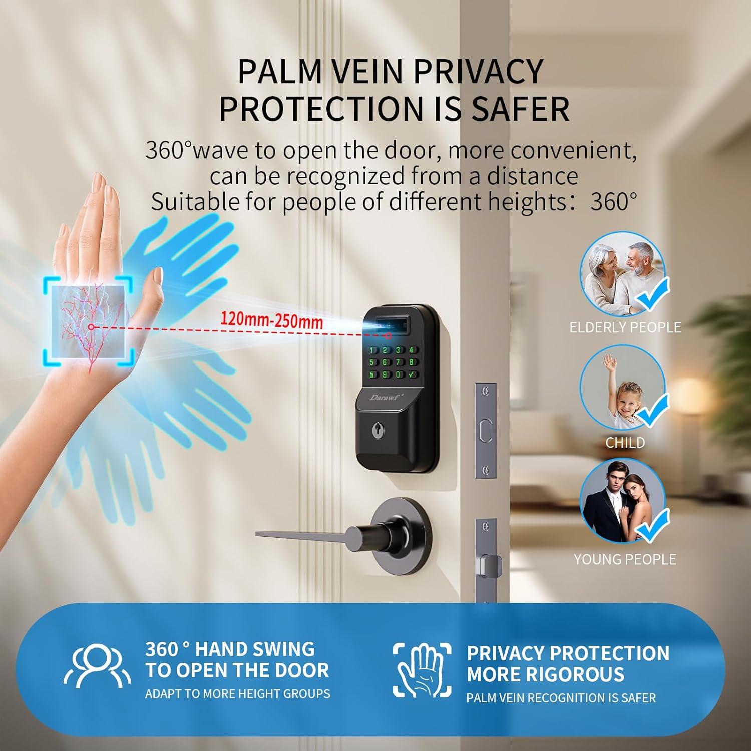 Cerradura Electrónica Biométrica Darawf PLAMK9 con Reconocimiento de Palma