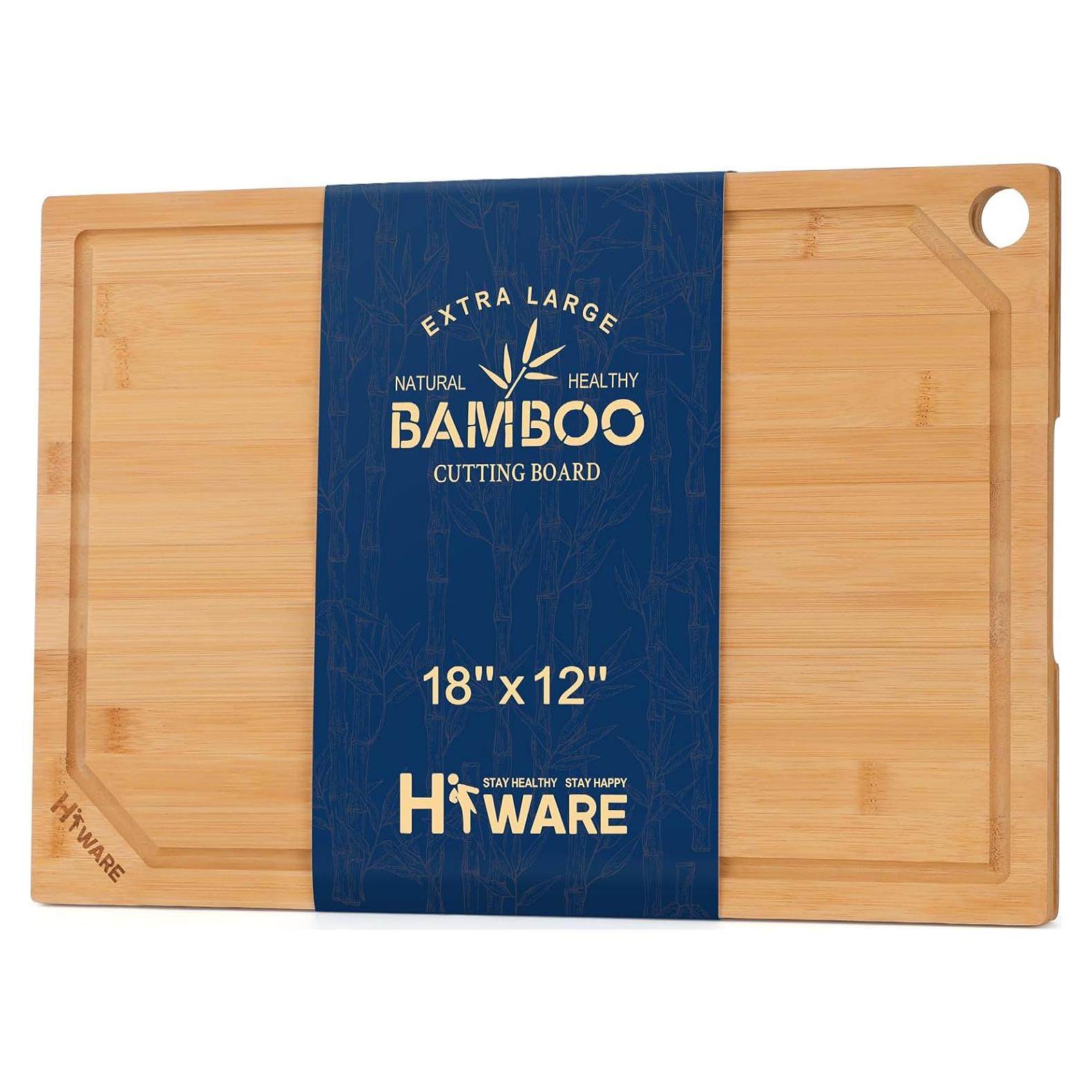 Tabla de Cortar de Bambú Orgánico Hiware 45.72x30.48 cm con Canal