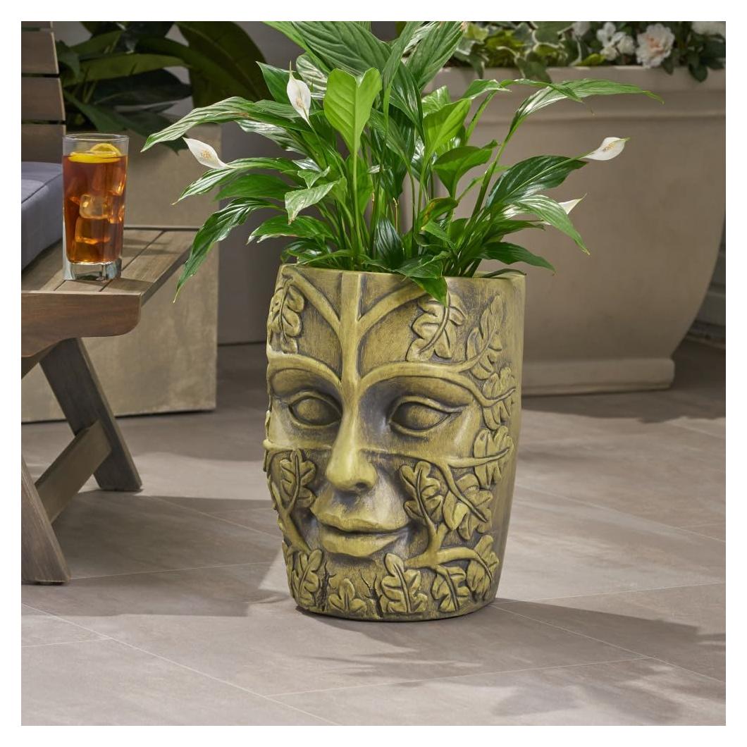 Maceta de Urna JovyTide Tiki Polinesio Concreto 61.6 cm