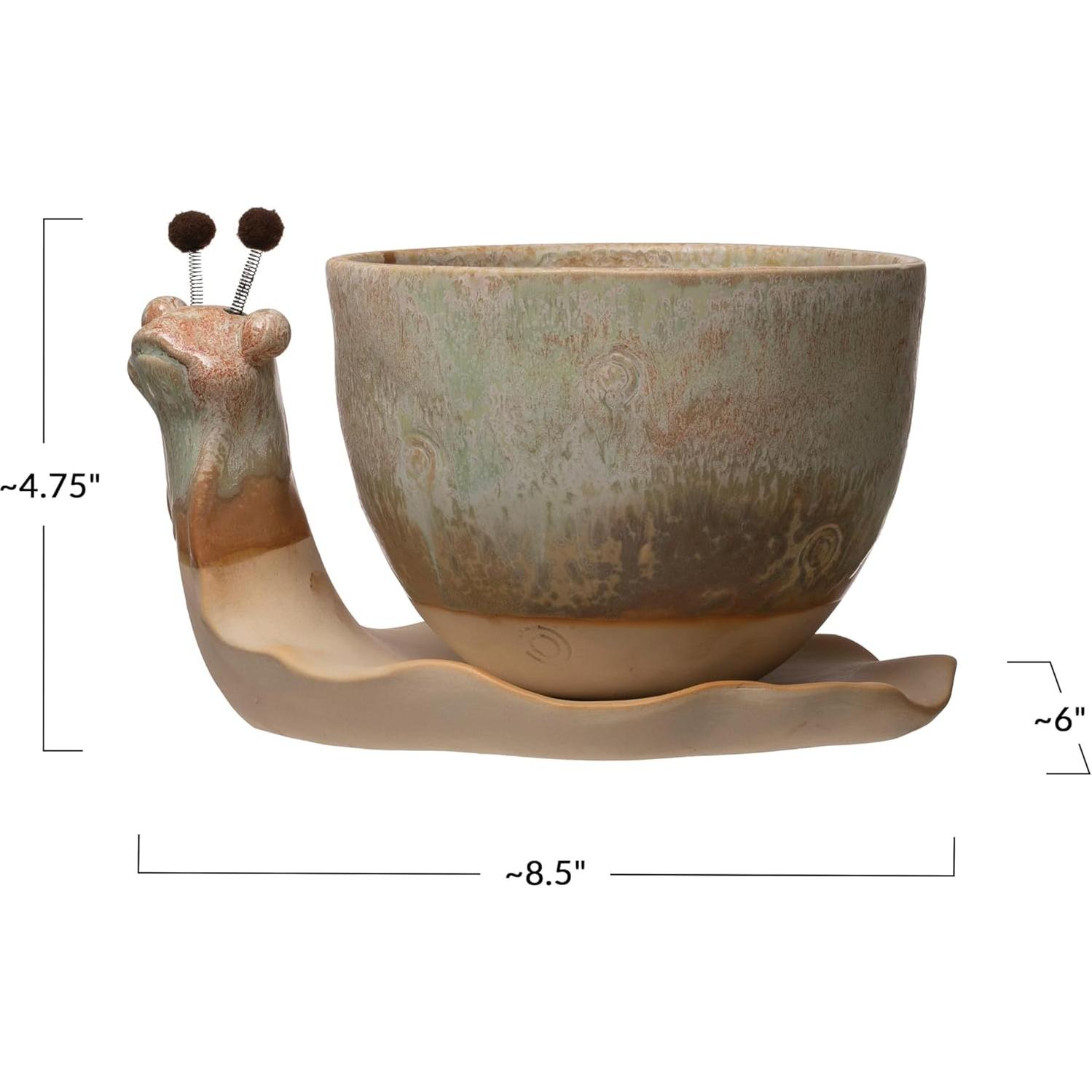 Maceta de Cerámica Caracol Creative Co-Op Juego de 2 Piezas