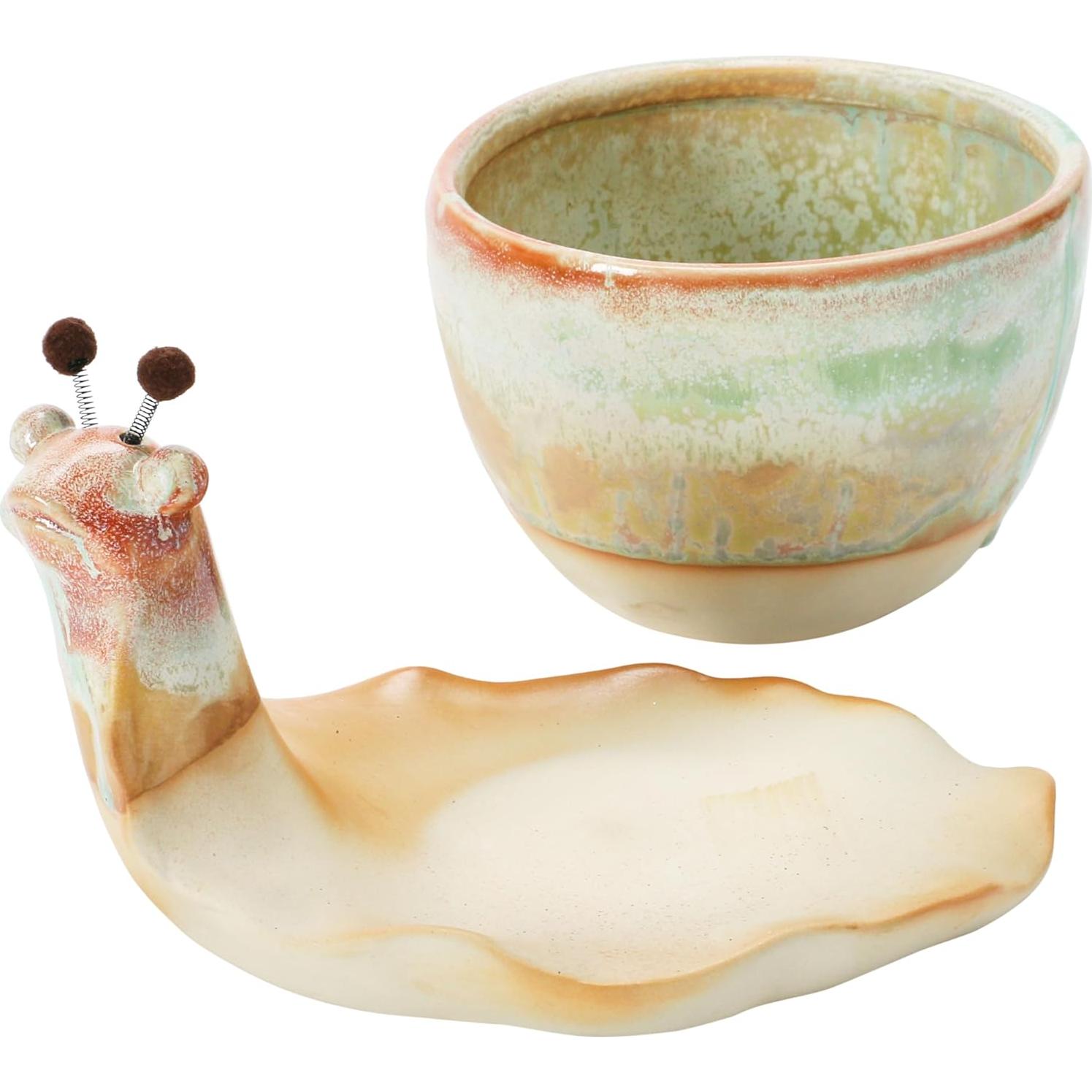 Maceta de Cerámica Caracol Creative Co-Op Juego de 2 Piezas