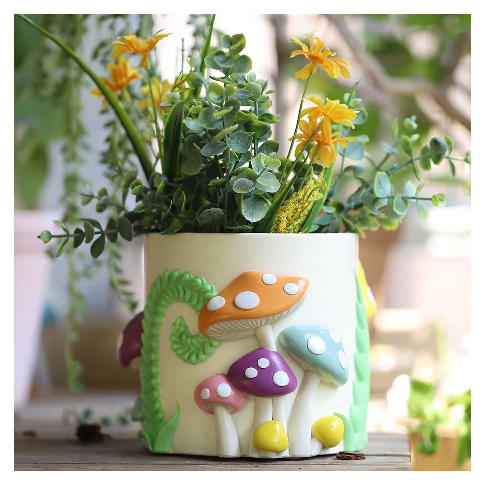 Maceta Colorida GUGUGO Hongo Arcoíris 12.7 cm con Drenaje