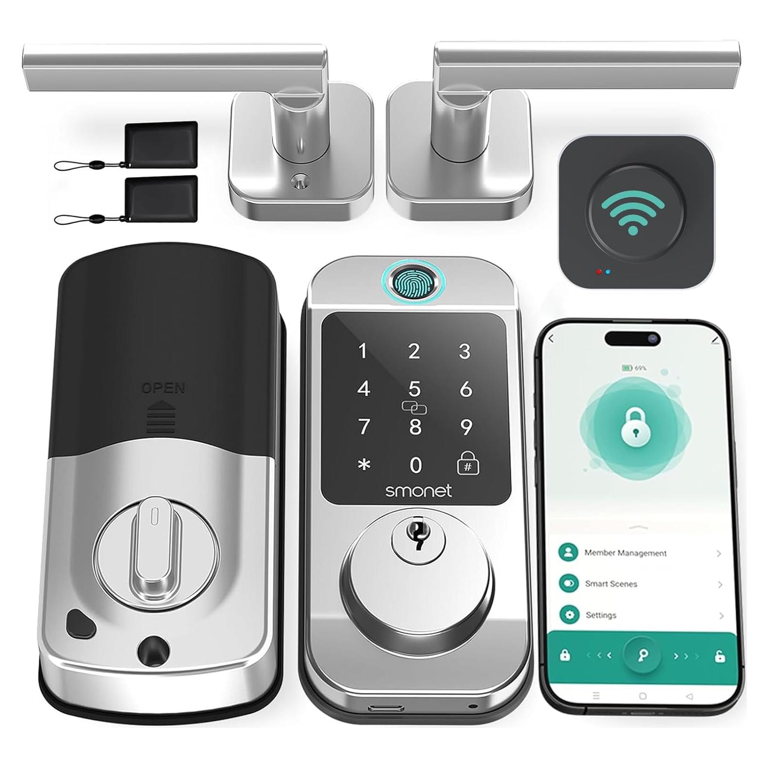 Cerradura Inteligente SMONET WiFi y Bluetooth con Huella Dactilar