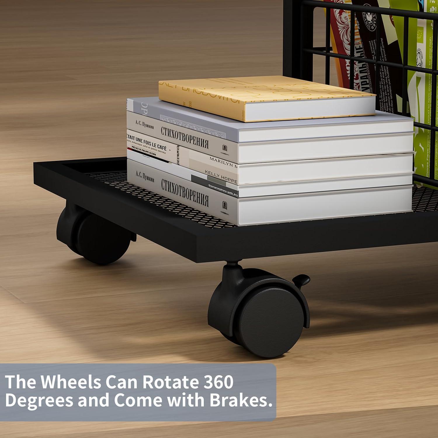 Mesa Lateral en C Sonyabecca con Cajón y Ruedas 50x30x71cm