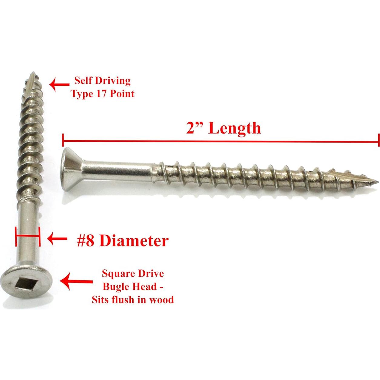 Tornillos de Deck Acero Inoxidable Bolt Dropper #8 100 pcs