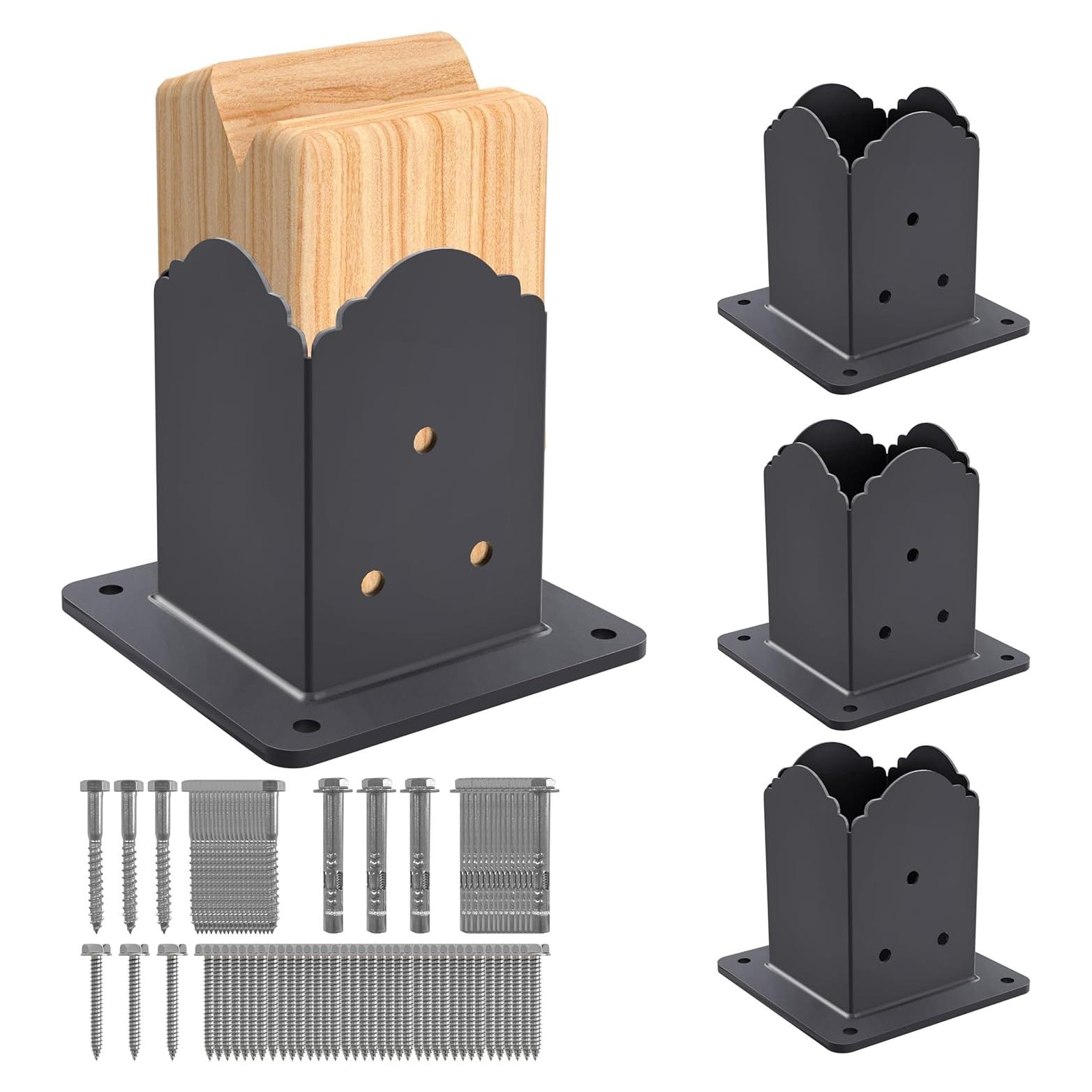 Base de Poste 4x4 CHICAURA - Soporte de Acero con Tornillos