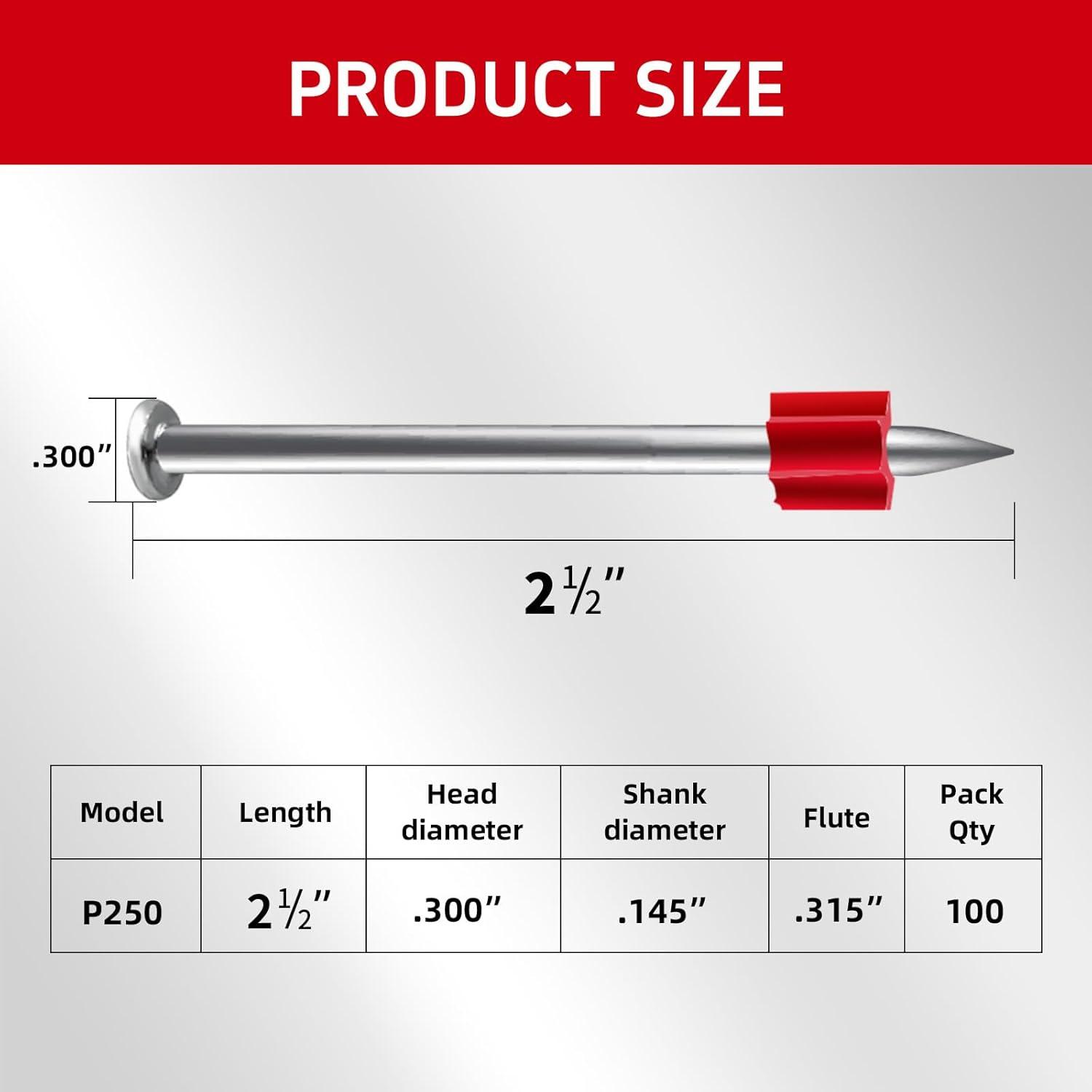 Sujetadores Actuados por Polvo DECK DECO PD250 100 Piezas