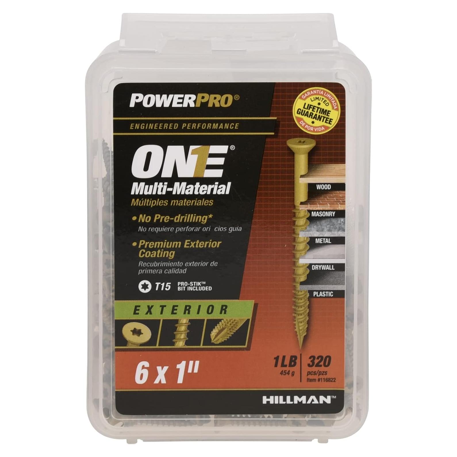 Tornillos Multi-Material Power Pro #6 x 2.54cm 320pcs Acero Epoxi