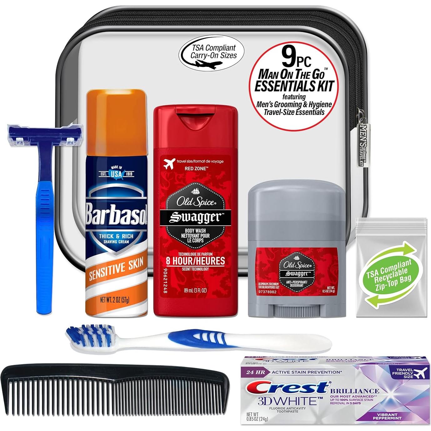 Kit de Viaje para Hombres Old Spice 9 Piezas TSA
