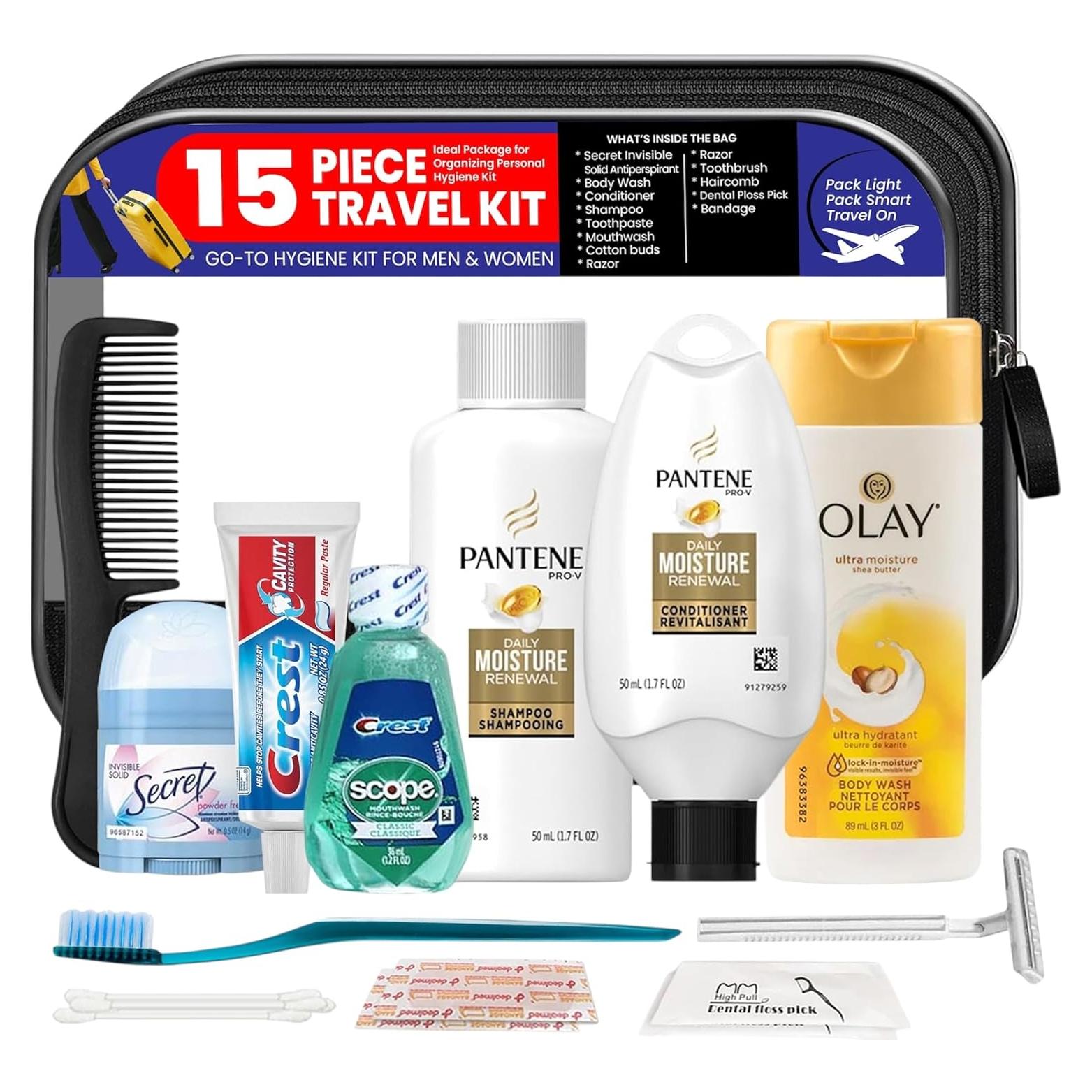 Kit de Aseo de Viaje Trektote 15 Piezas Aprobado por TSA