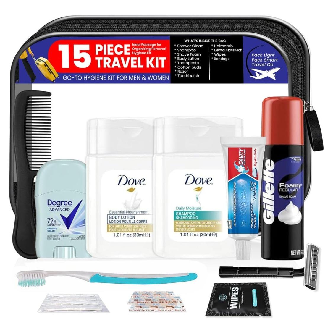 Kit de Aseo de Viaje TrekTote - 15 Piezas TSA para Hombres