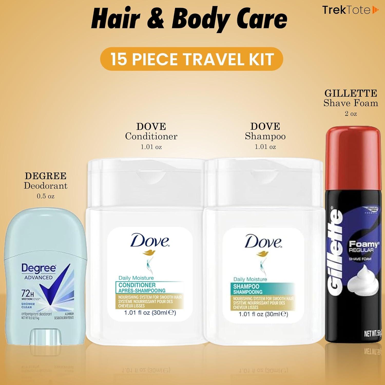 Kit de Aseo de Viaje TrekTote - 15 Piezas TSA para Hombres