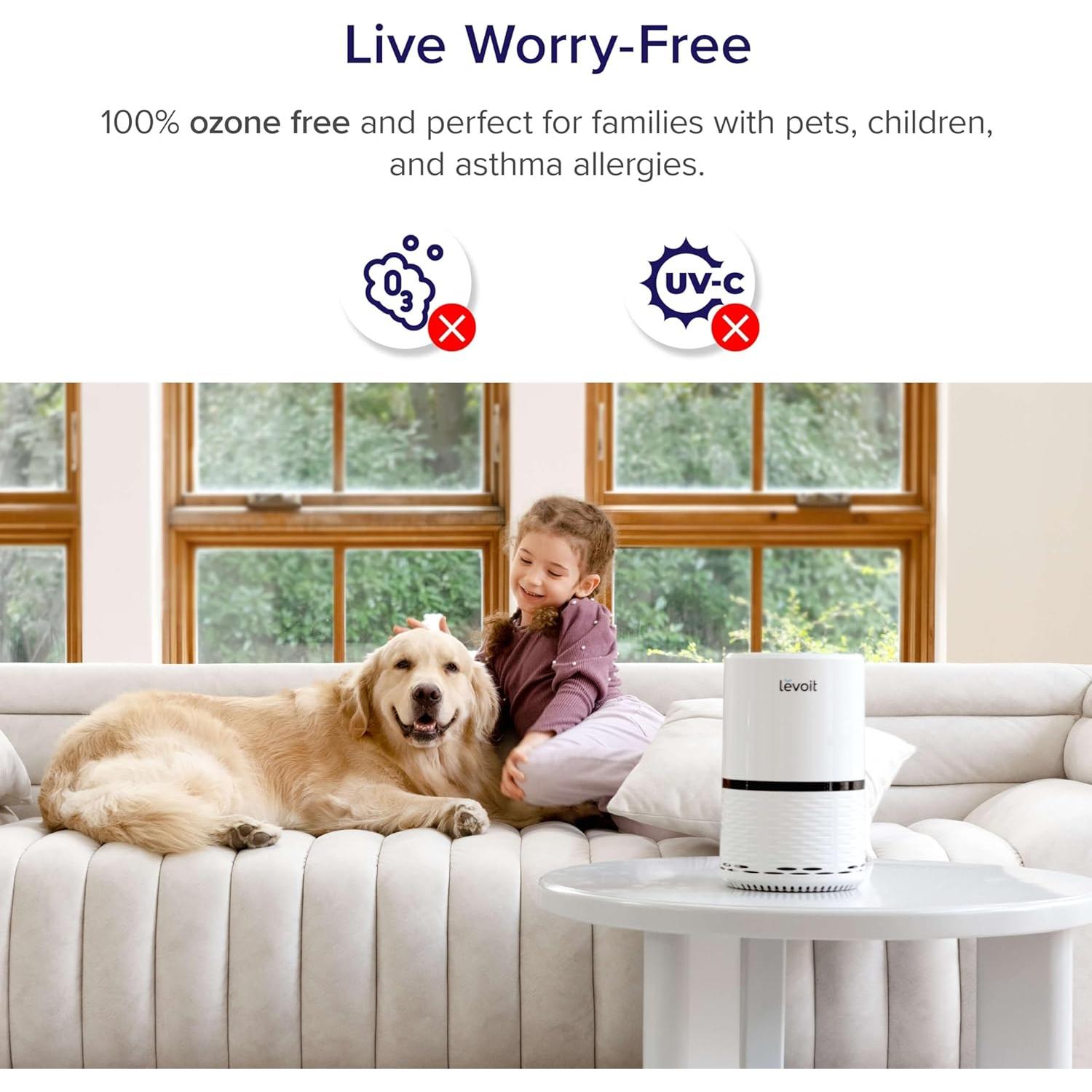 Purificador de Aire LEVOIT LV-H132 Blanco, Silencioso, 24.2 m²