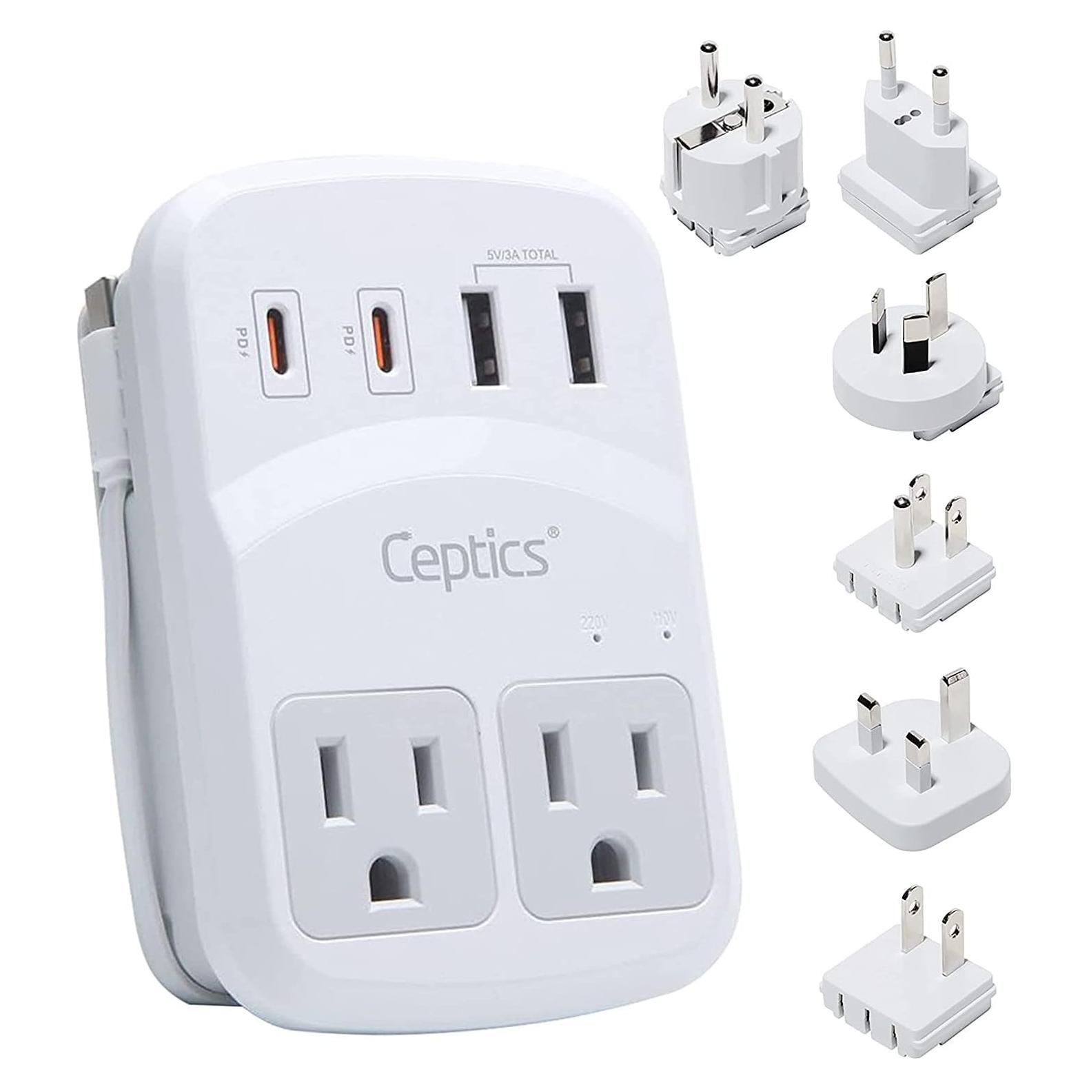 Kit Adaptador de Viaje Ceptics WPS-5B 7 en 1 USB-C 20W