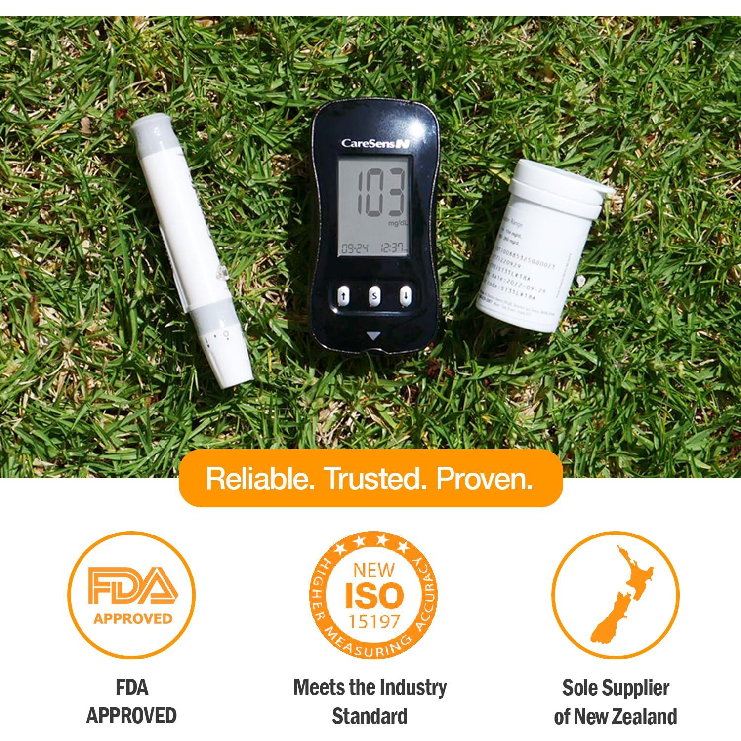 Kit de Monitor de Glucosa CareSens N con 100 Tiras y Lancetas