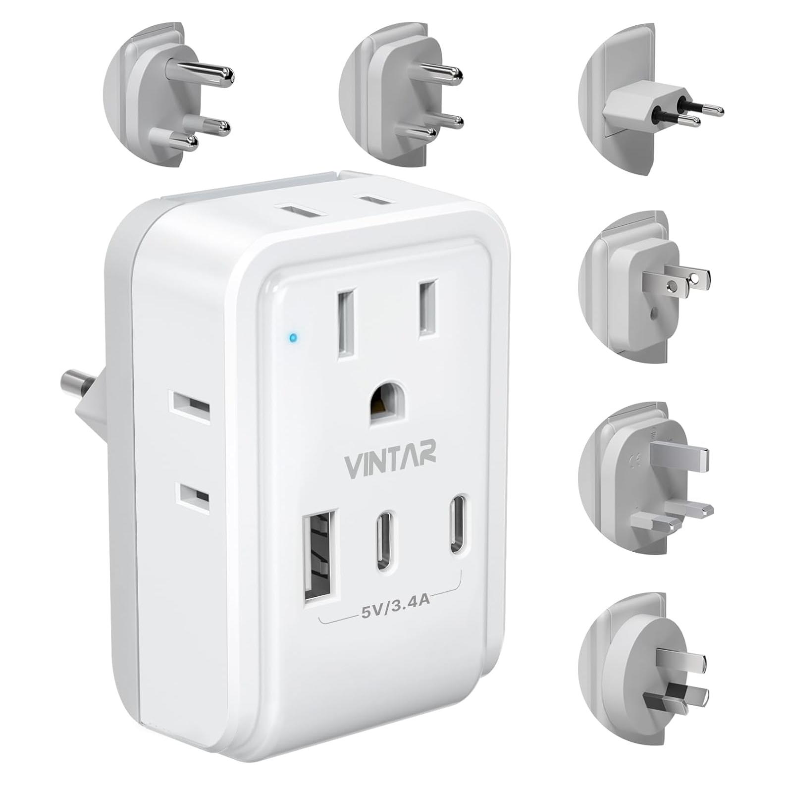 Adaptador de Viaje Universal VINTAR 7 en 1 con 3 USB