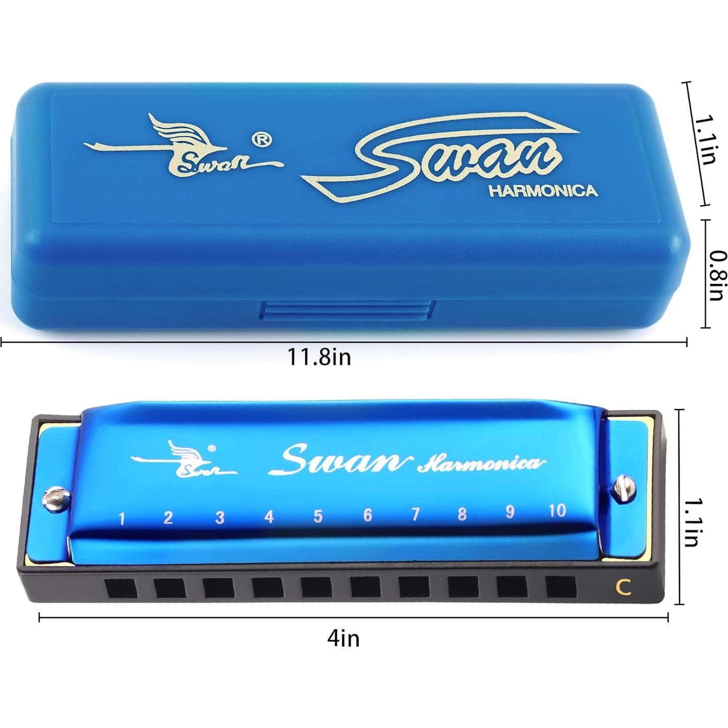 Armónica SWAN Diatónica 10 Agujeros Clave de C Azul Zafiro