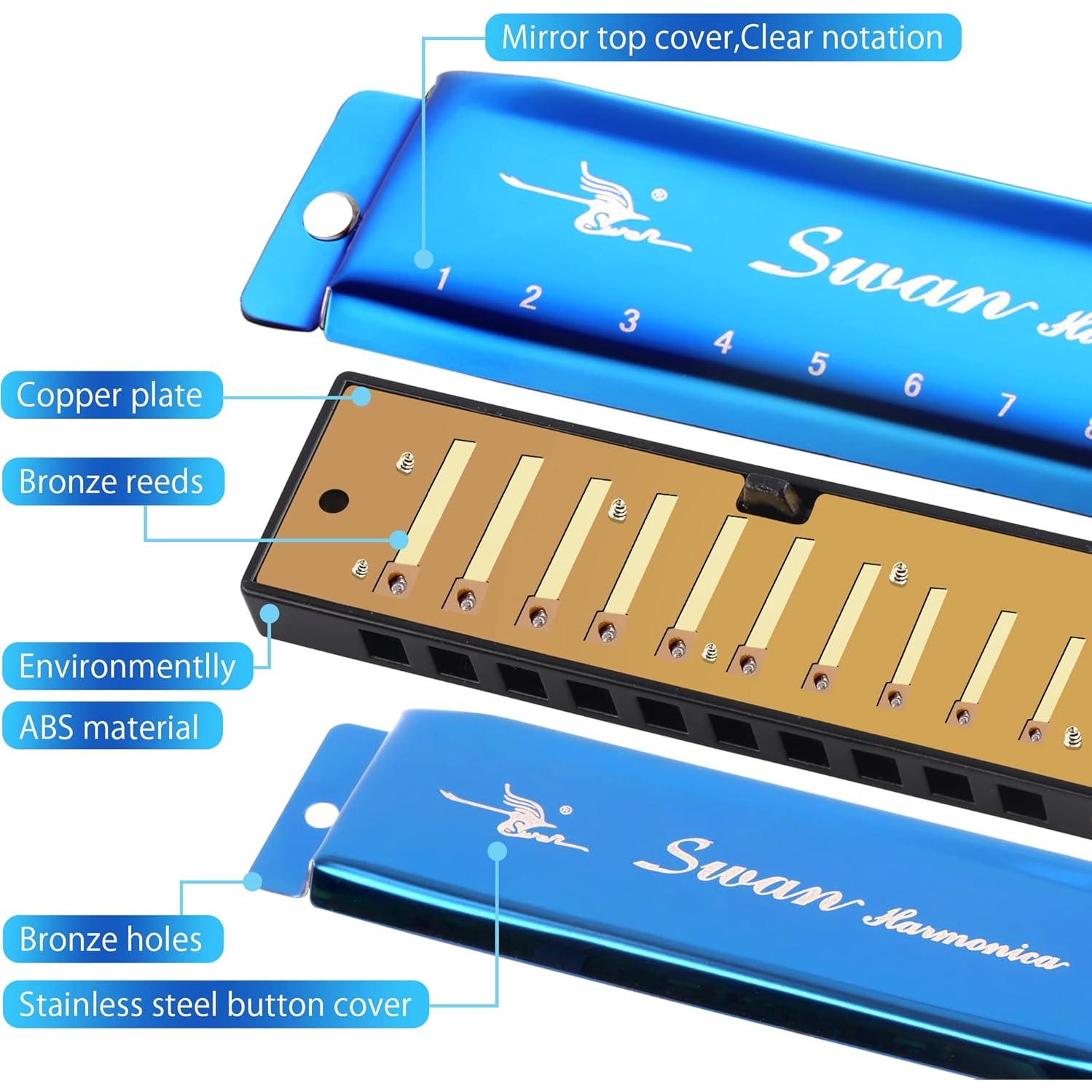Armónica SWAN Diatónica 10 Agujeros Clave de C Azul Zafiro