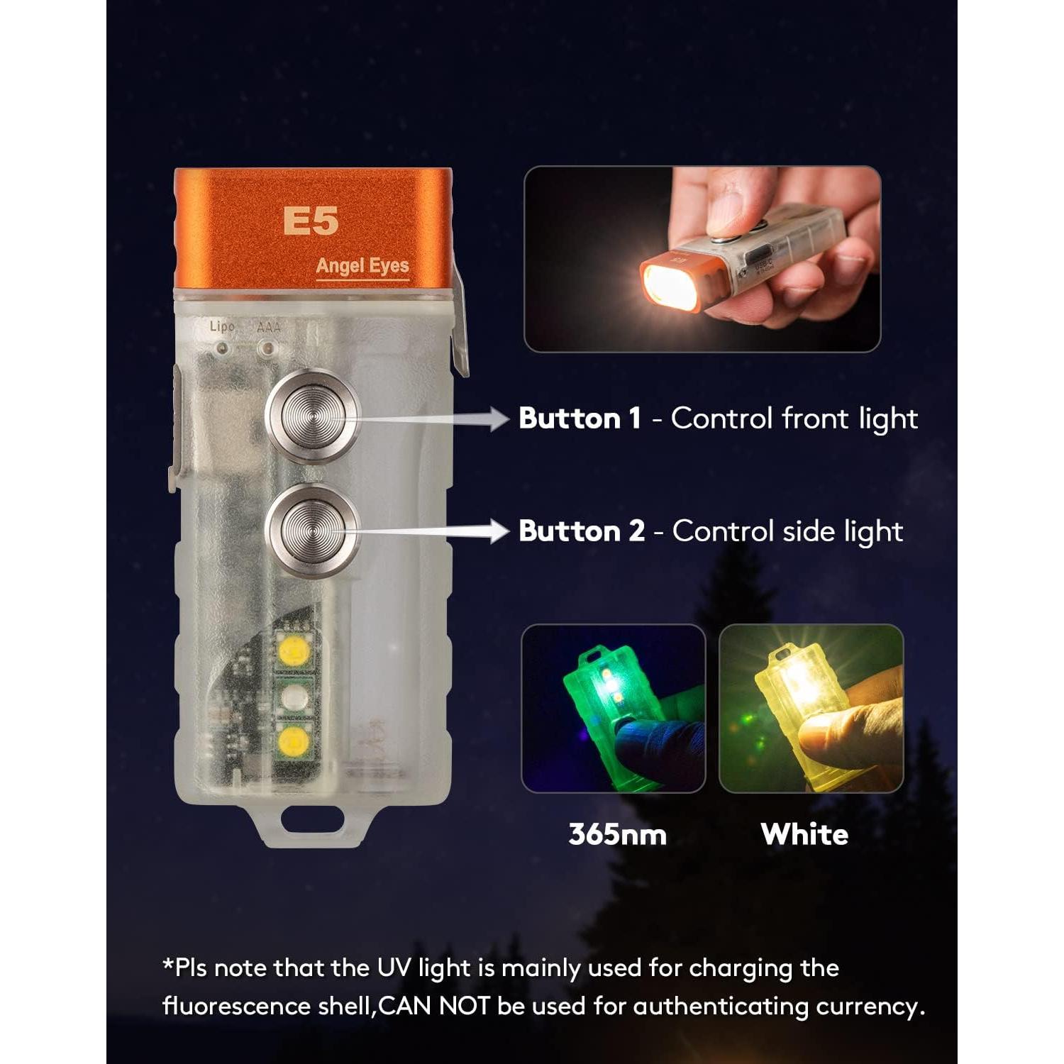 Linterna de Llavero RovyVon E5 700 Lúmenes Recargable USB-C