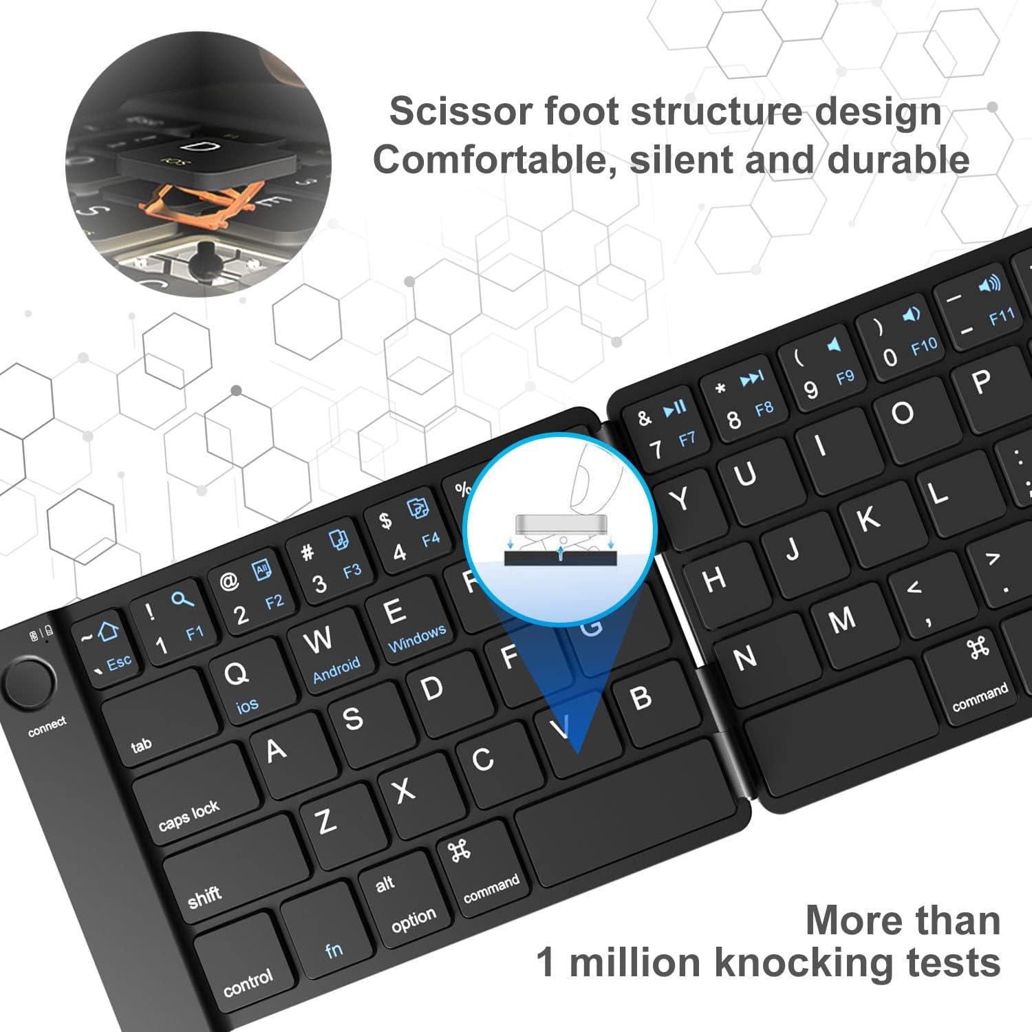 Teclado Plegable Bluetooth ROCK&ROWN - Inalámbrico Portátil Negro