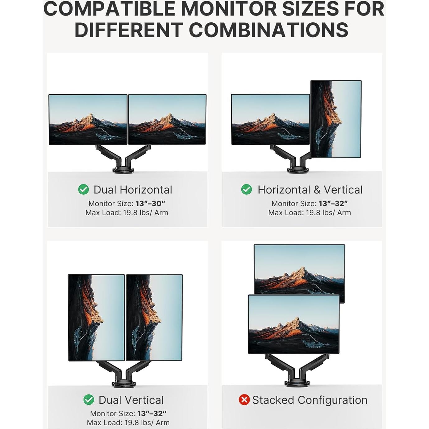 Soporte Doble Monitor HUANUO HNDS6 Ajustable 13-32" 2-9 kg