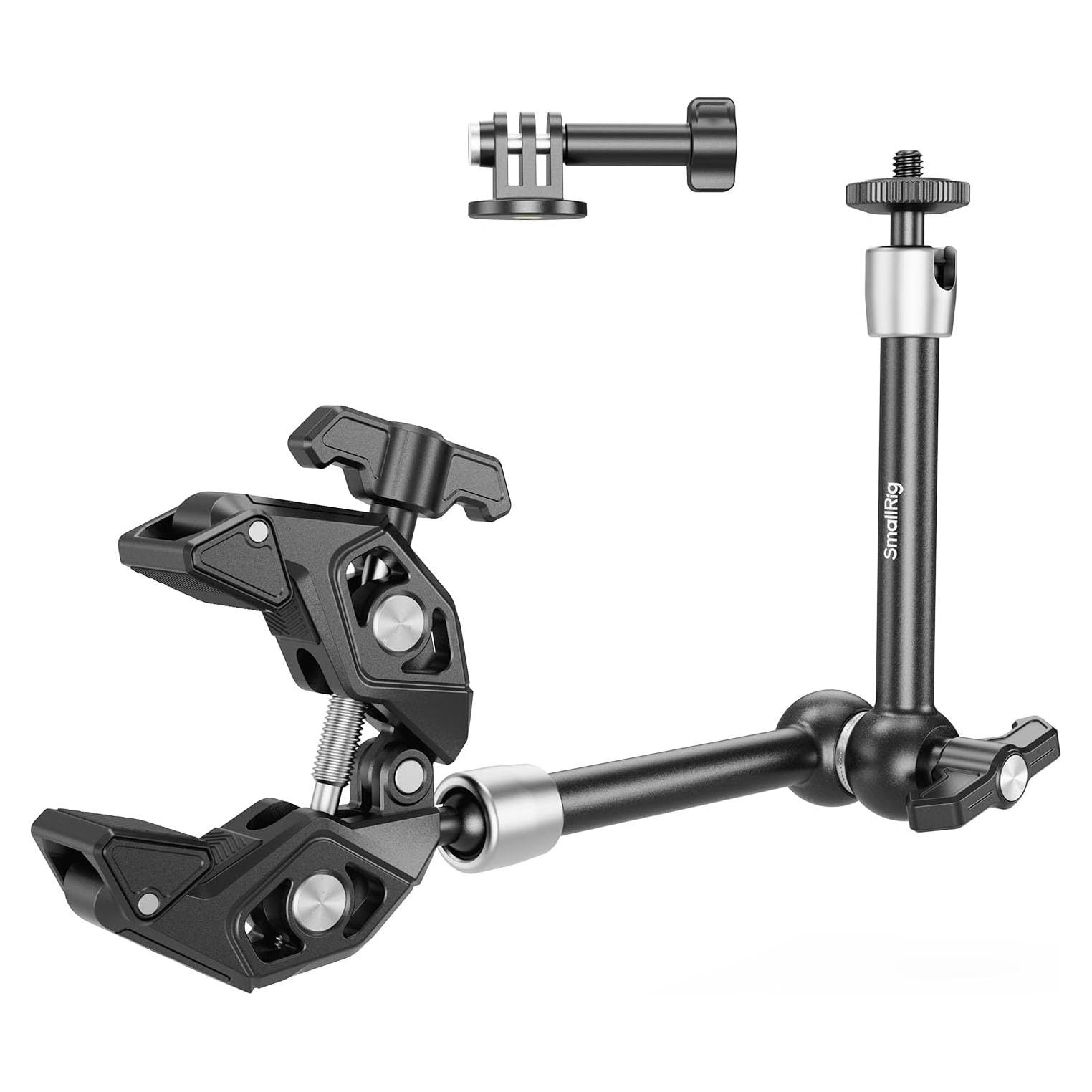 SMALLRIG Magic Arm Clamp Kit, Camera Mount Articulating Friction Arm w Super Clamp, w 1/4"-20 Screw and Thread Hole, for Camera, Light, Monitor, Webcam or Action Camera 1.5kg, for Table, Tube