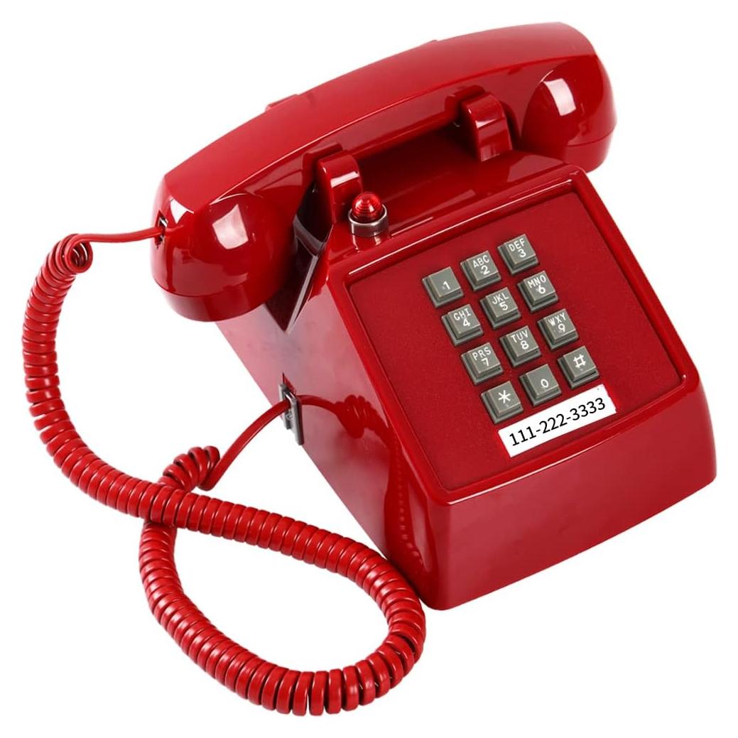 Teléfono de Línea Fija Rojo Vintage HTMengt 2500 Analógico