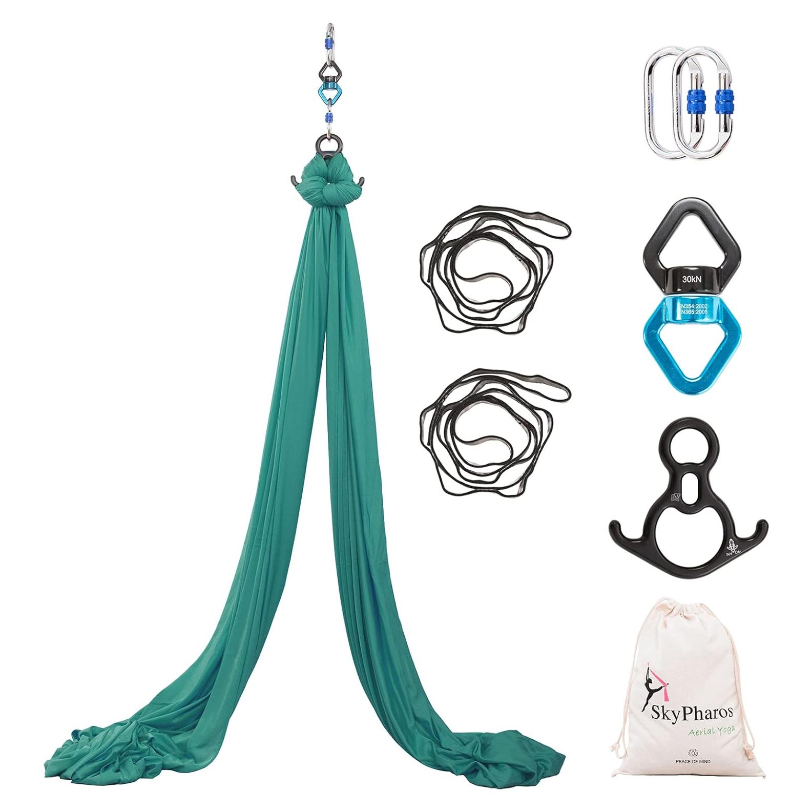 Columpio de Yoga Aéreo SKYPHAROS Verde Emerald 10.3m