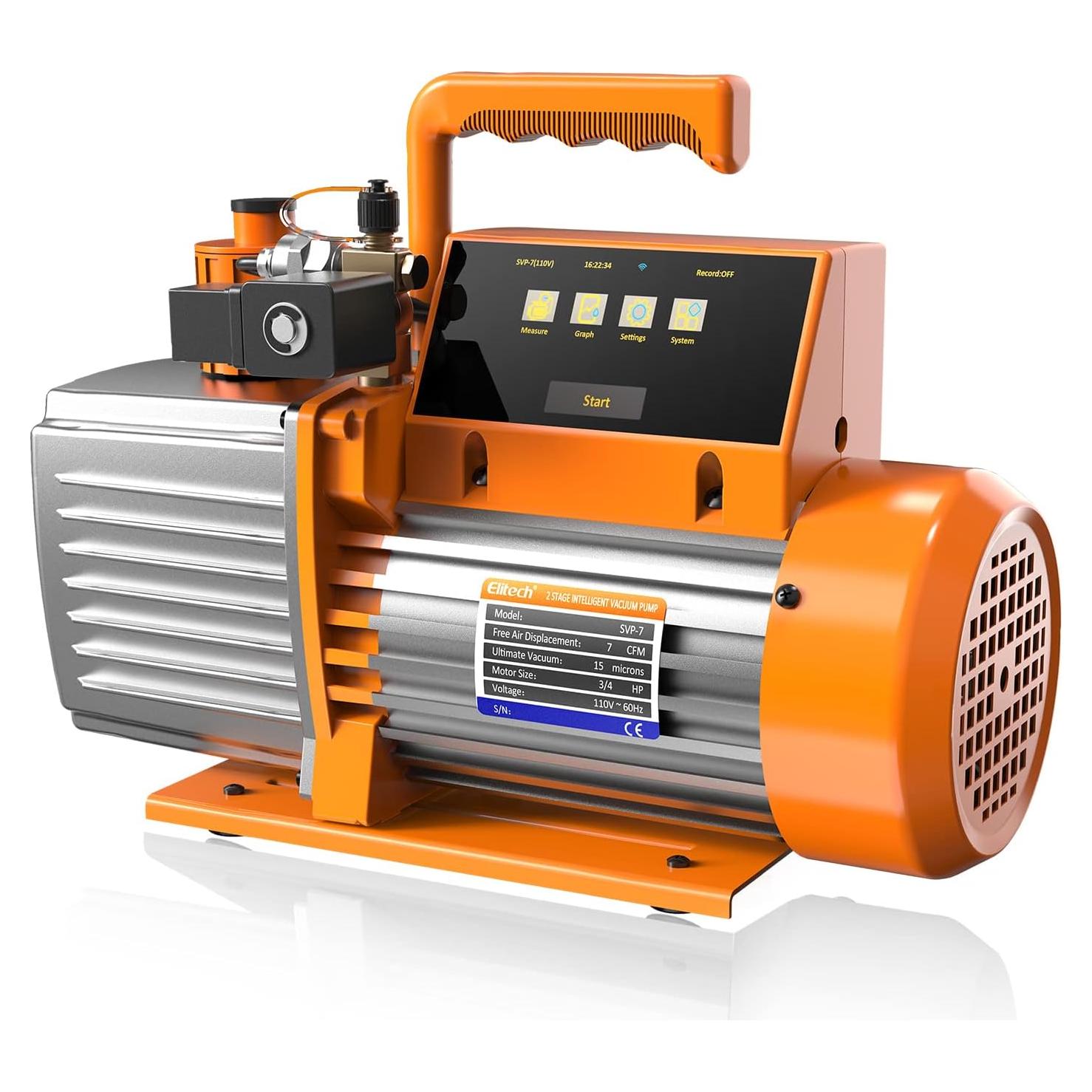 Bomba de Vacío Elitech SVP-7 7 CFM Control APP Pantalla Táctil
