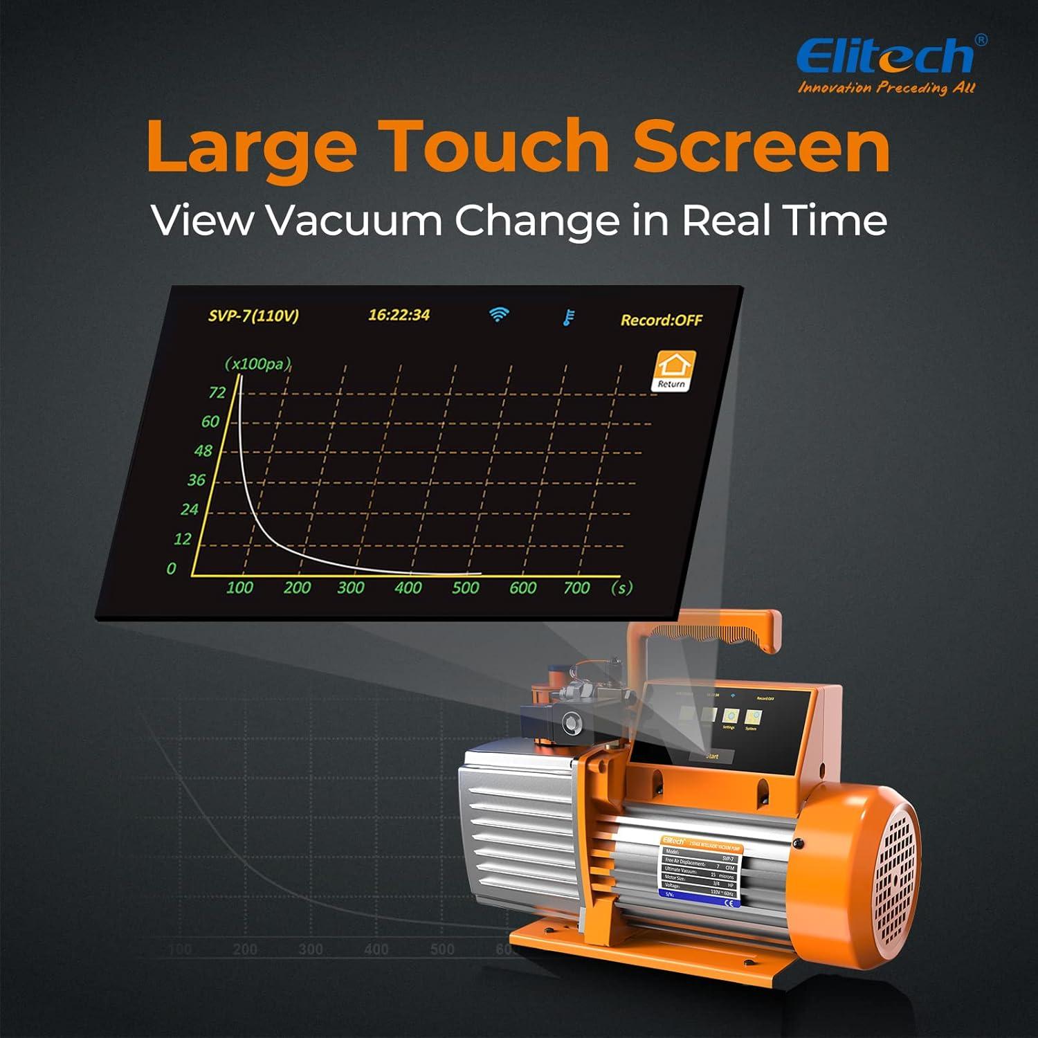 Bomba de Vacío Elitech SVP-7 7 CFM Control APP Pantalla Táctil