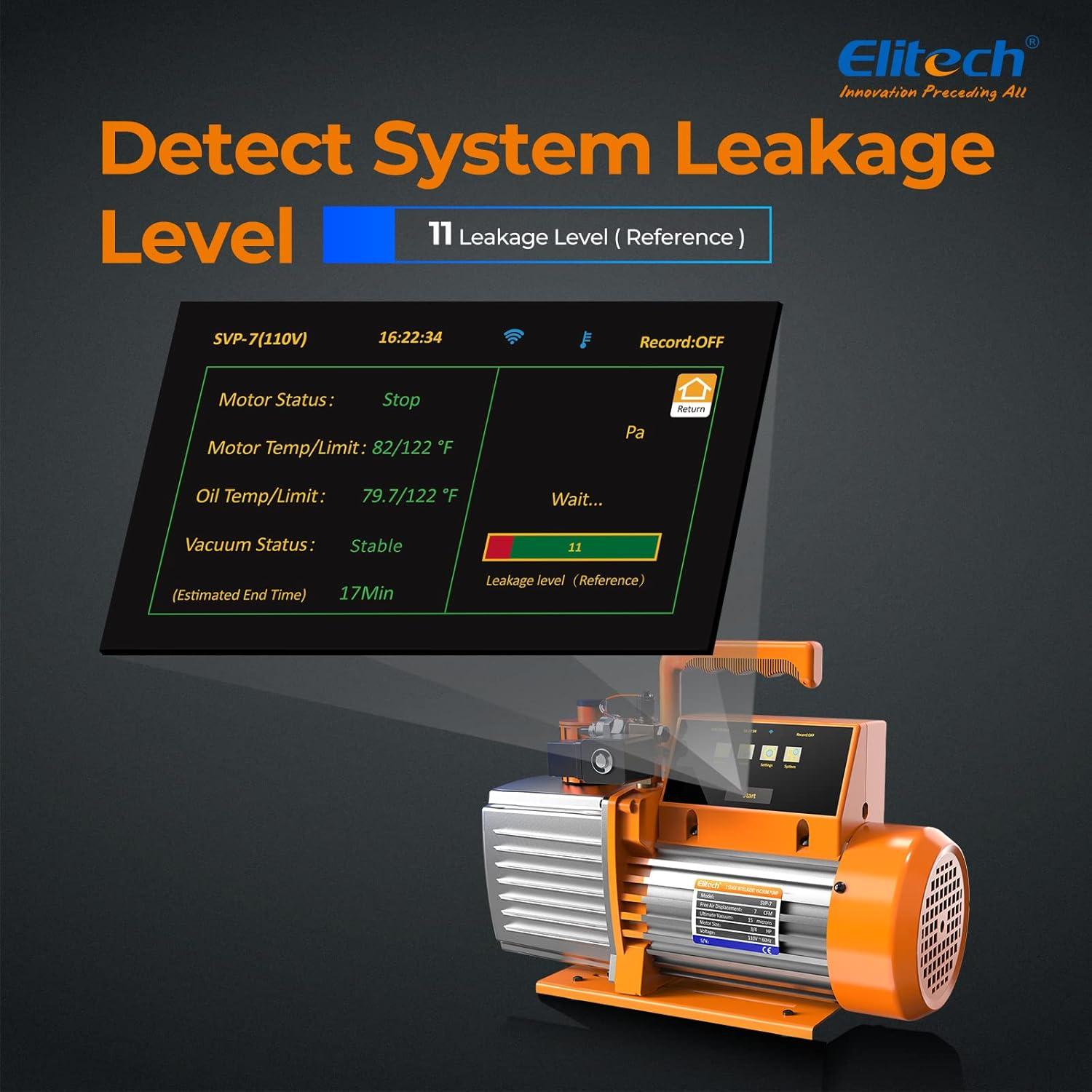 Bomba de Vacío Elitech SVP-7 7 CFM Control APP Pantalla Táctil