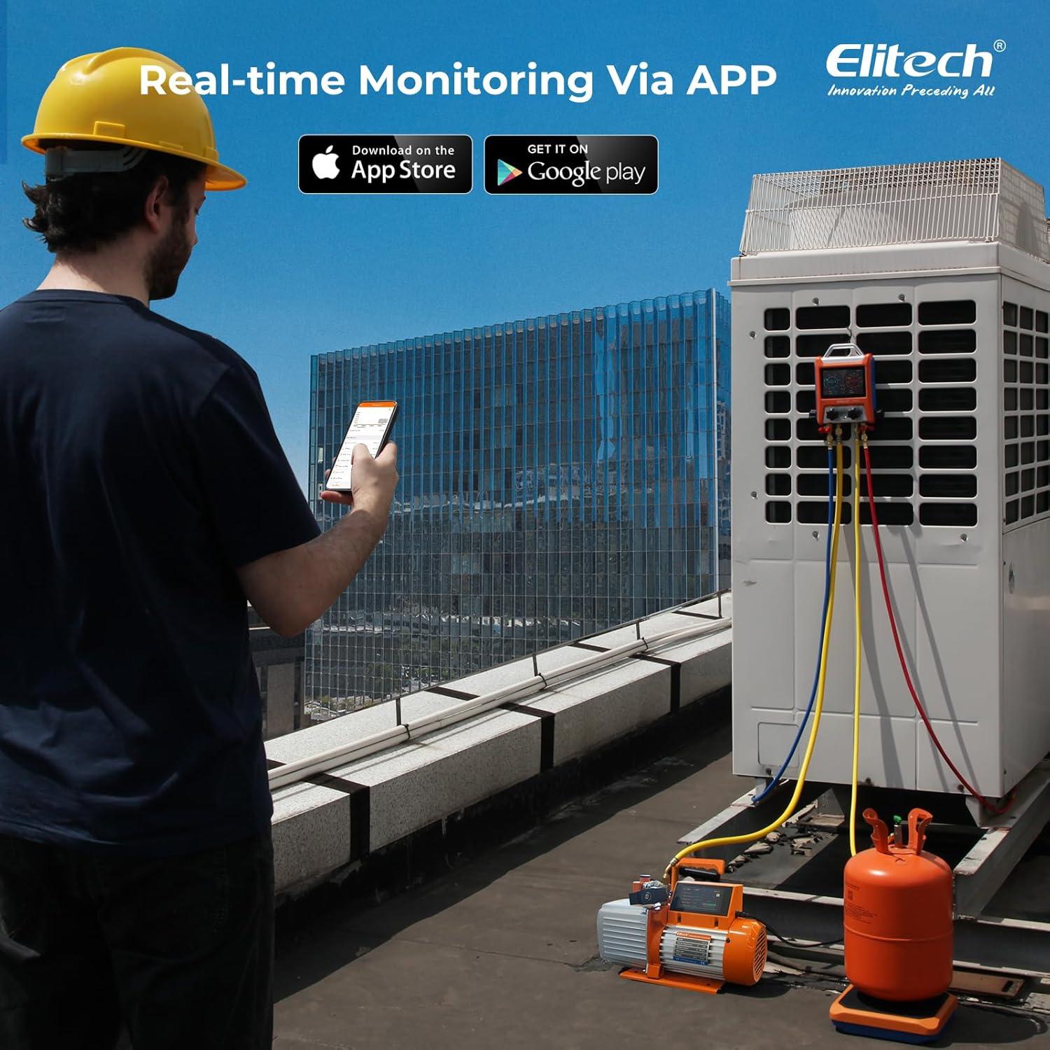 Bomba de Vacío Elitech SVP-7 7 CFM Control APP Pantalla Táctil
