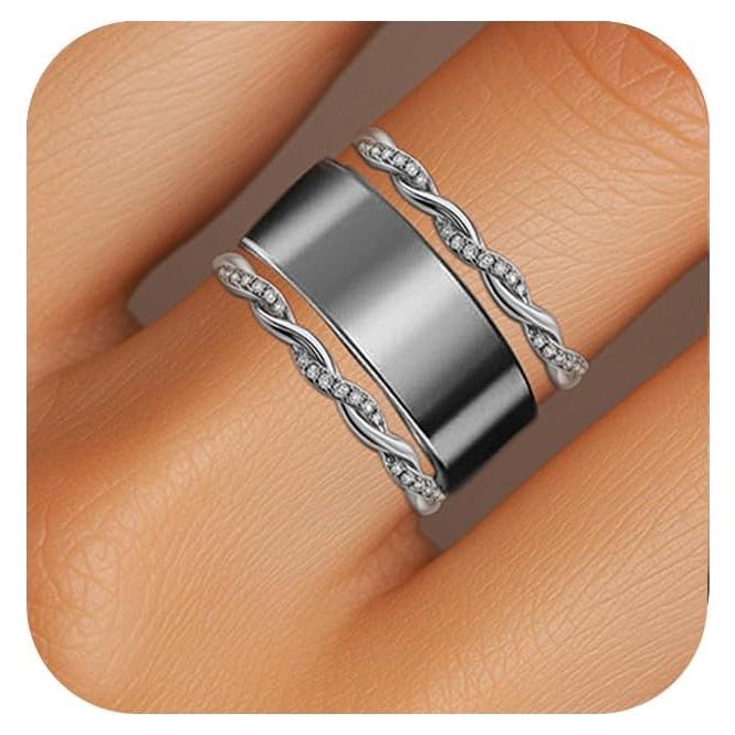 2 Anillos Apilables Baño de Oro 14K para Oura Ring Mujeres