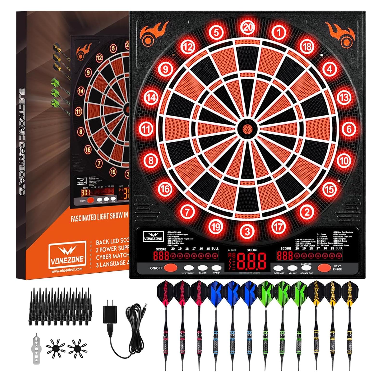 Tablero de Dardos Electrónico VONEZONE UHZ02 con 12 Dardos