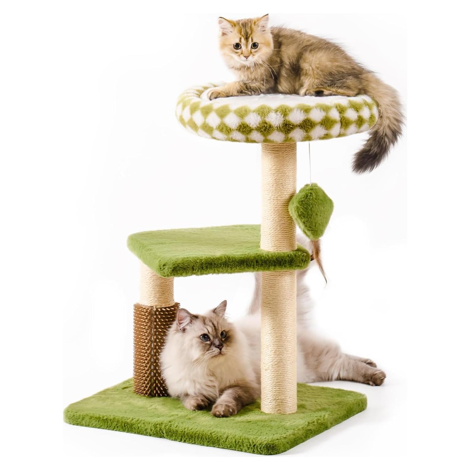 Torre para Gatos Mewoo Grande Verde con Rascador y Perchero