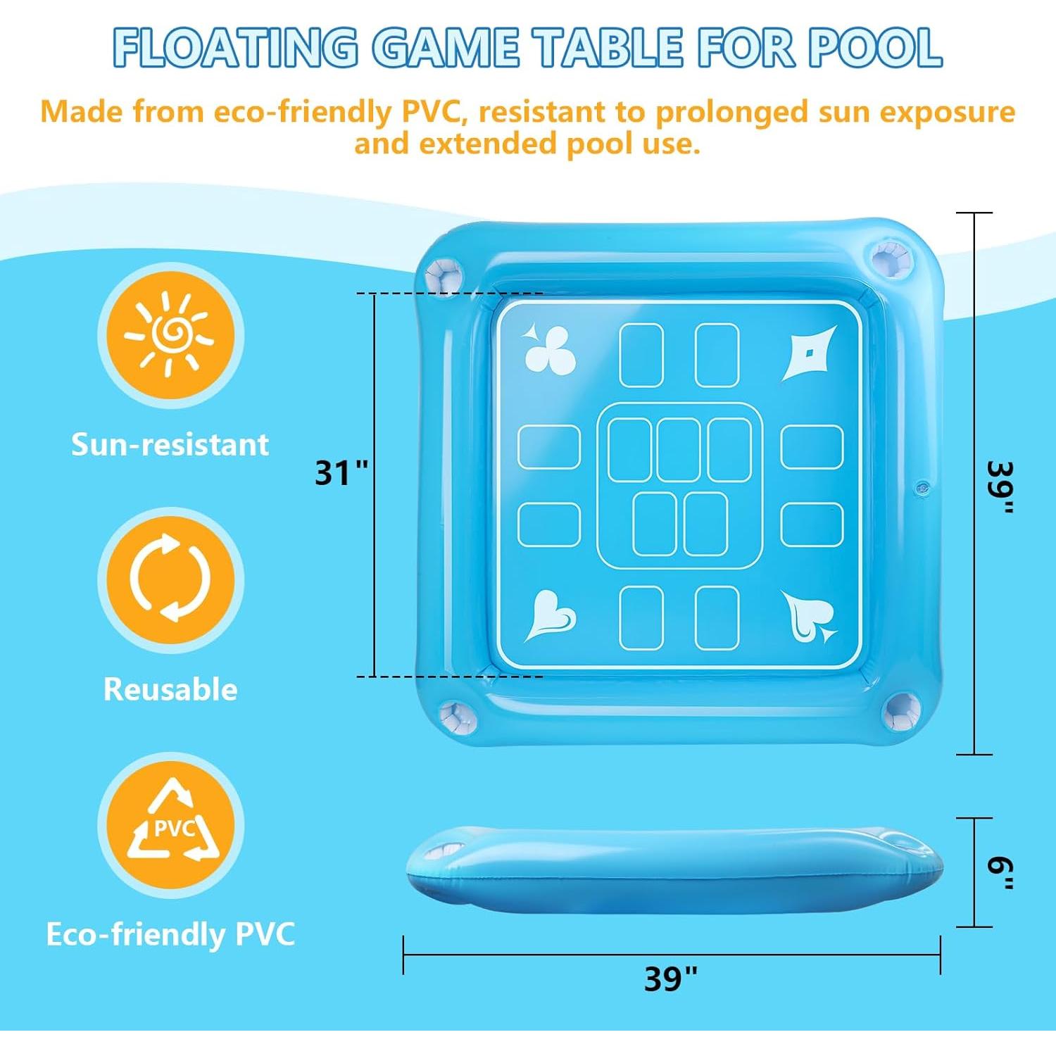 Mesa Flotante Inflable para Piscina Kaiedos 101.6cm Azul Cielo