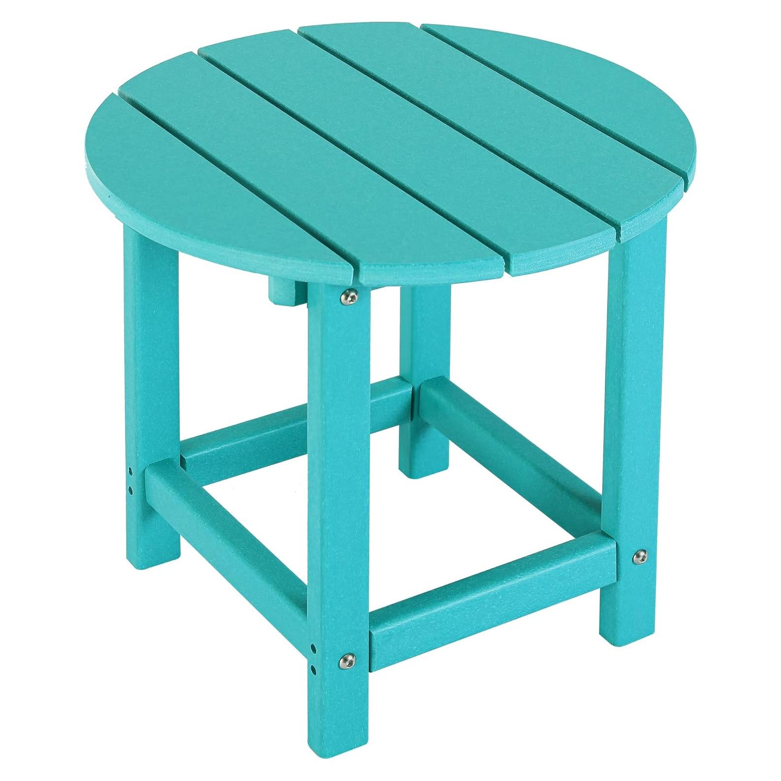 Mesa Lateral Redonda LZRS Turquesa para Patio y Jardín