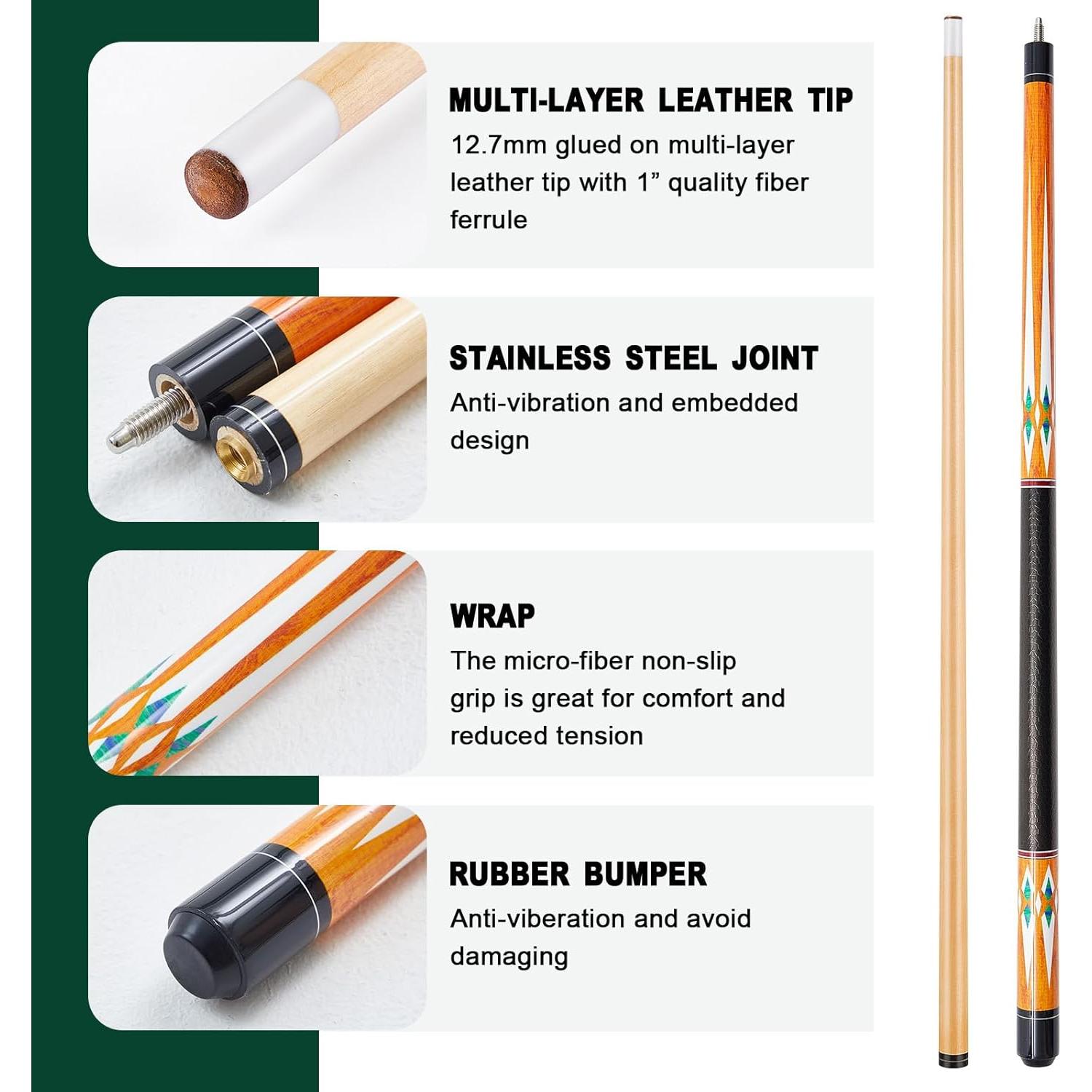 Juego de Billar Liliful con 16 Bolas, 4 Palos y Accesorios