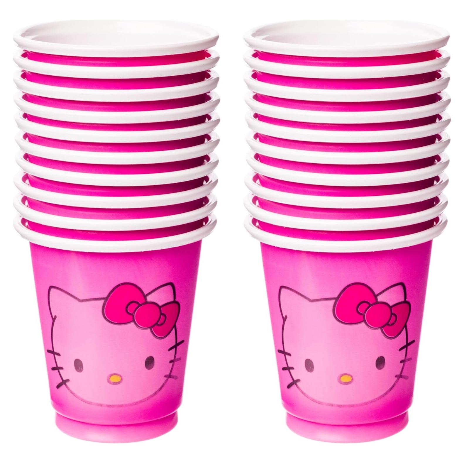 Paquete de 20 Vasos Mini Plásticos Rosados Hello Kitty 59 ml