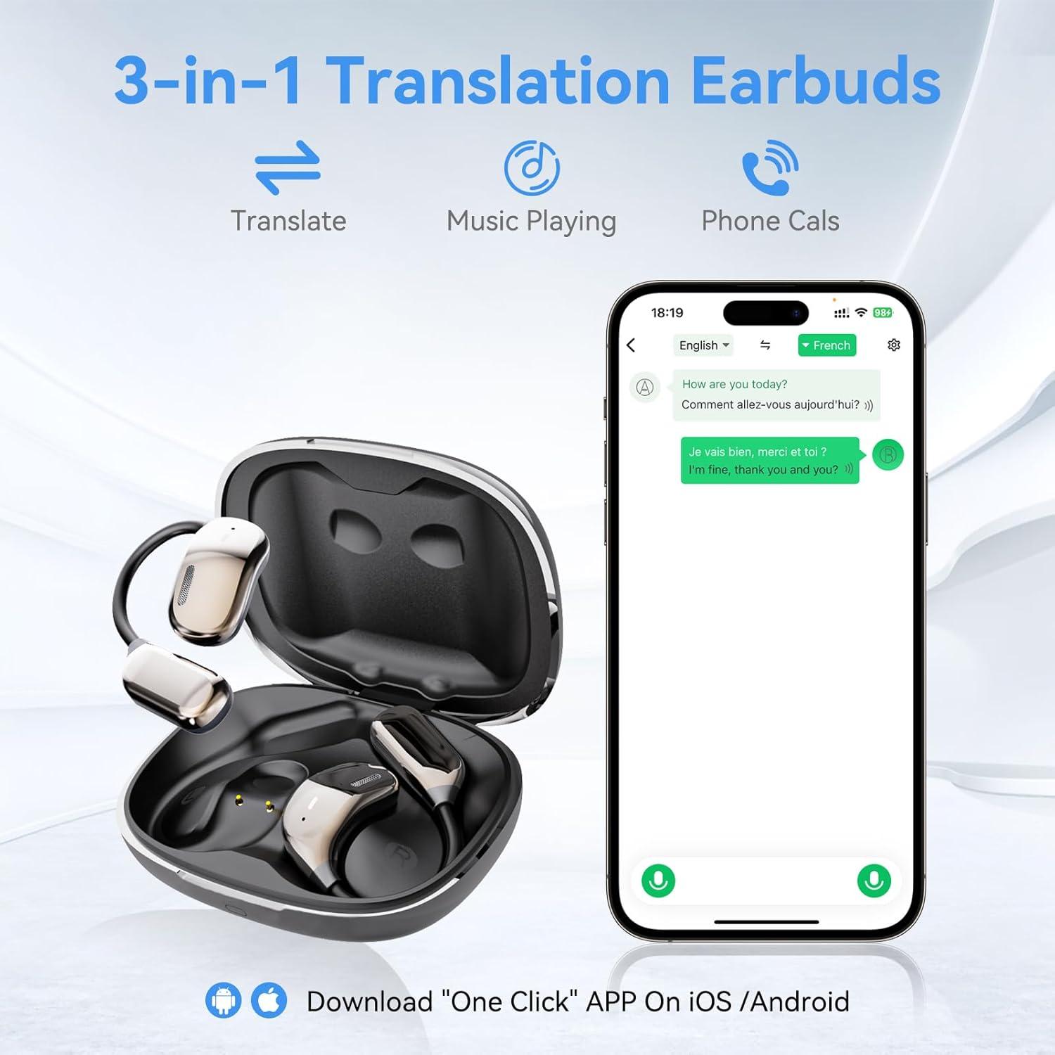 Auriculares Traductores CHUNMU con Pantalla Táctil, 150 Idiomas