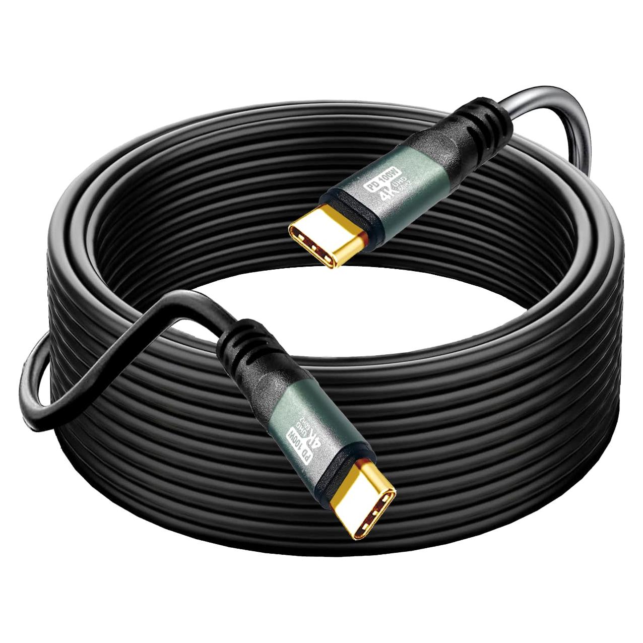 Cable USB-C a USB-C YOTETION 12m 4K@60Hz 100W Carga Rápida